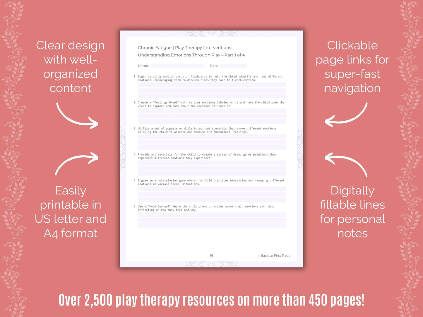 Chronic Fatigue Play Therapy Counseling Templates