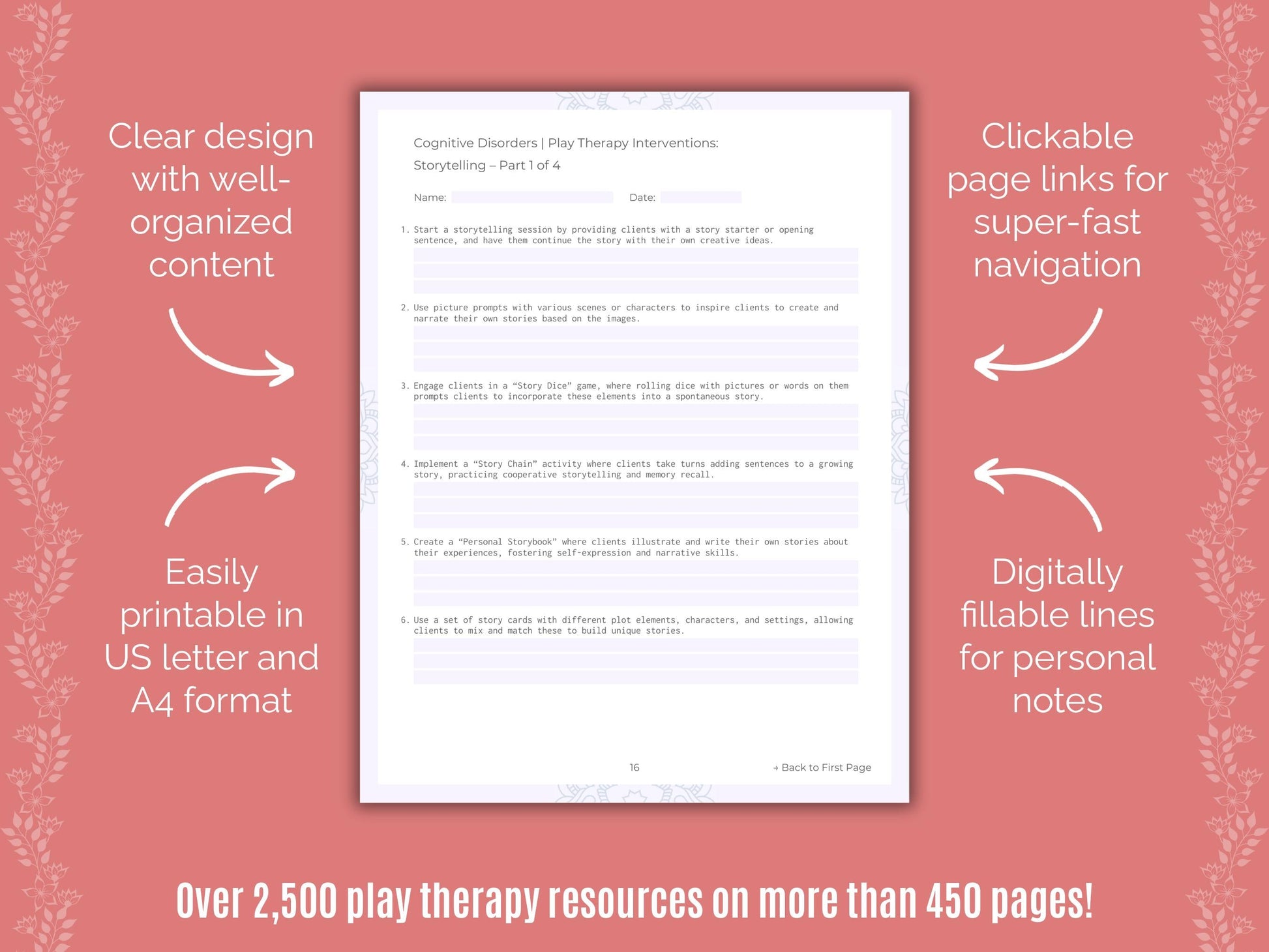 Cognitive Disorders Play Therapy Counseling Templates