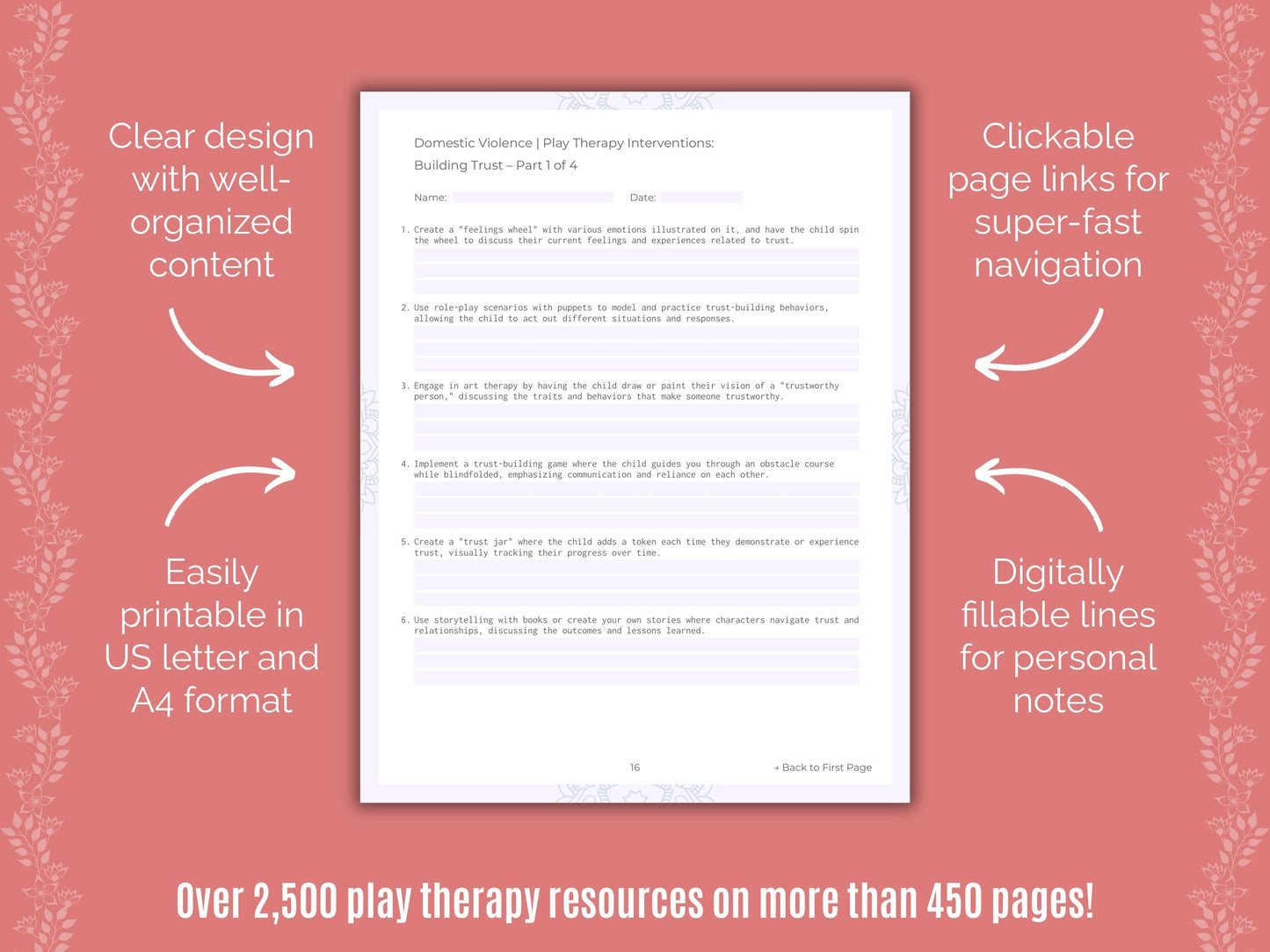 Domestic Violence Play Therapy Counseling Templates