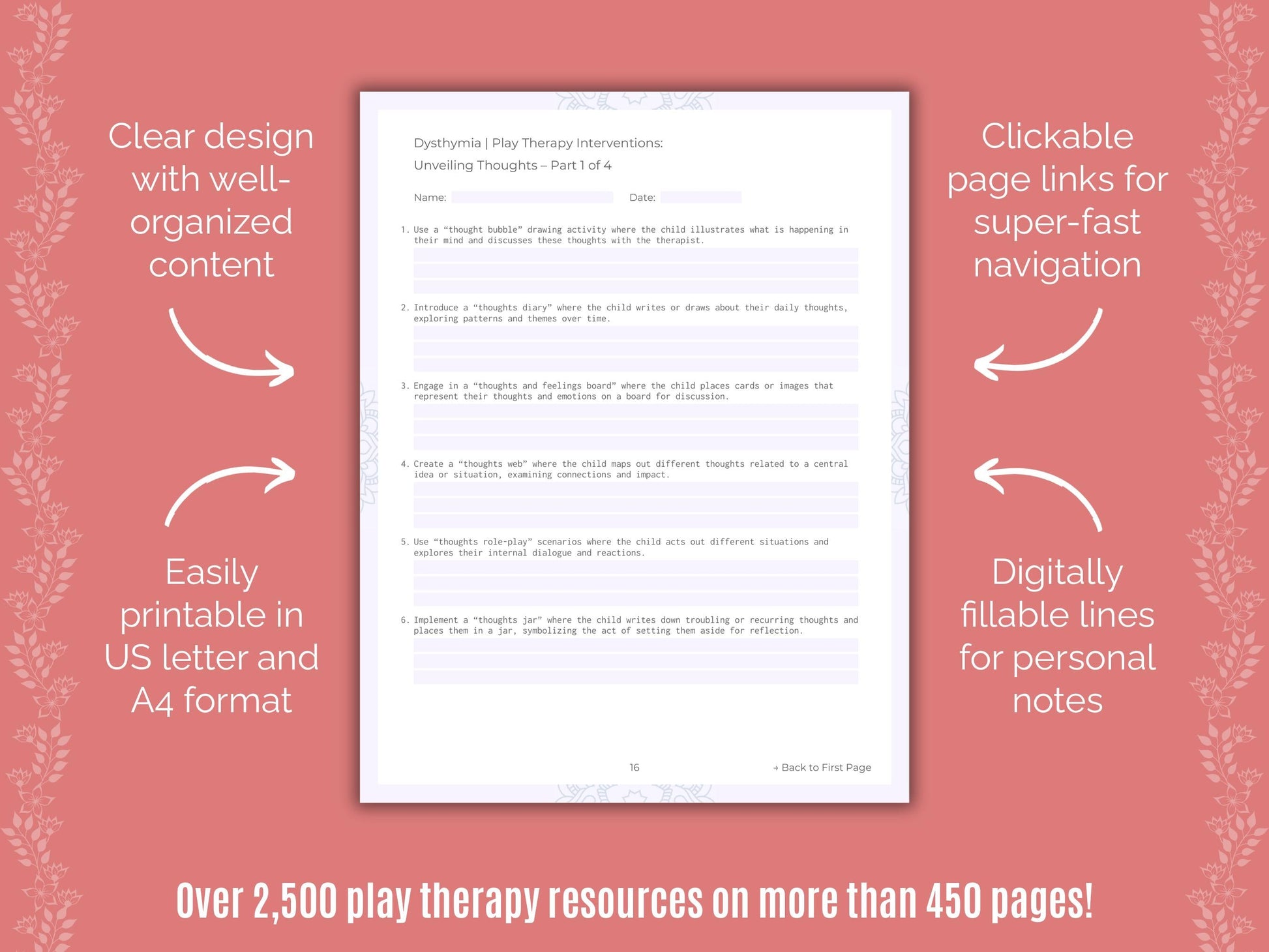 Dysthymia Play Therapy Counseling Templates