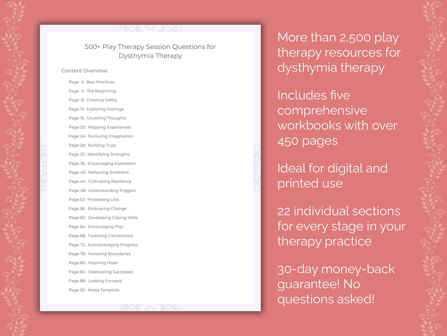 Dysthymia Play Therapy Therapist Worksheets