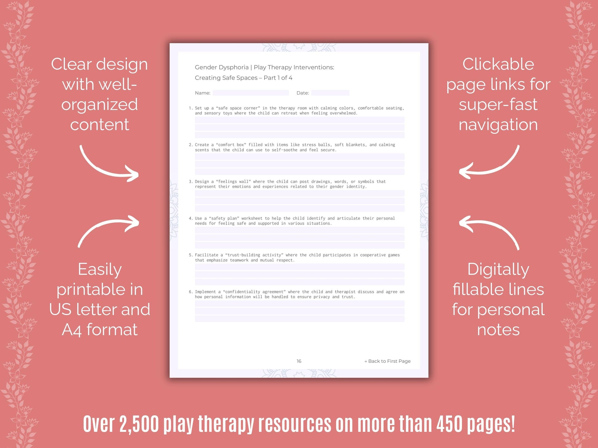 Gender Dysphoria Play Therapy Counseling Templates