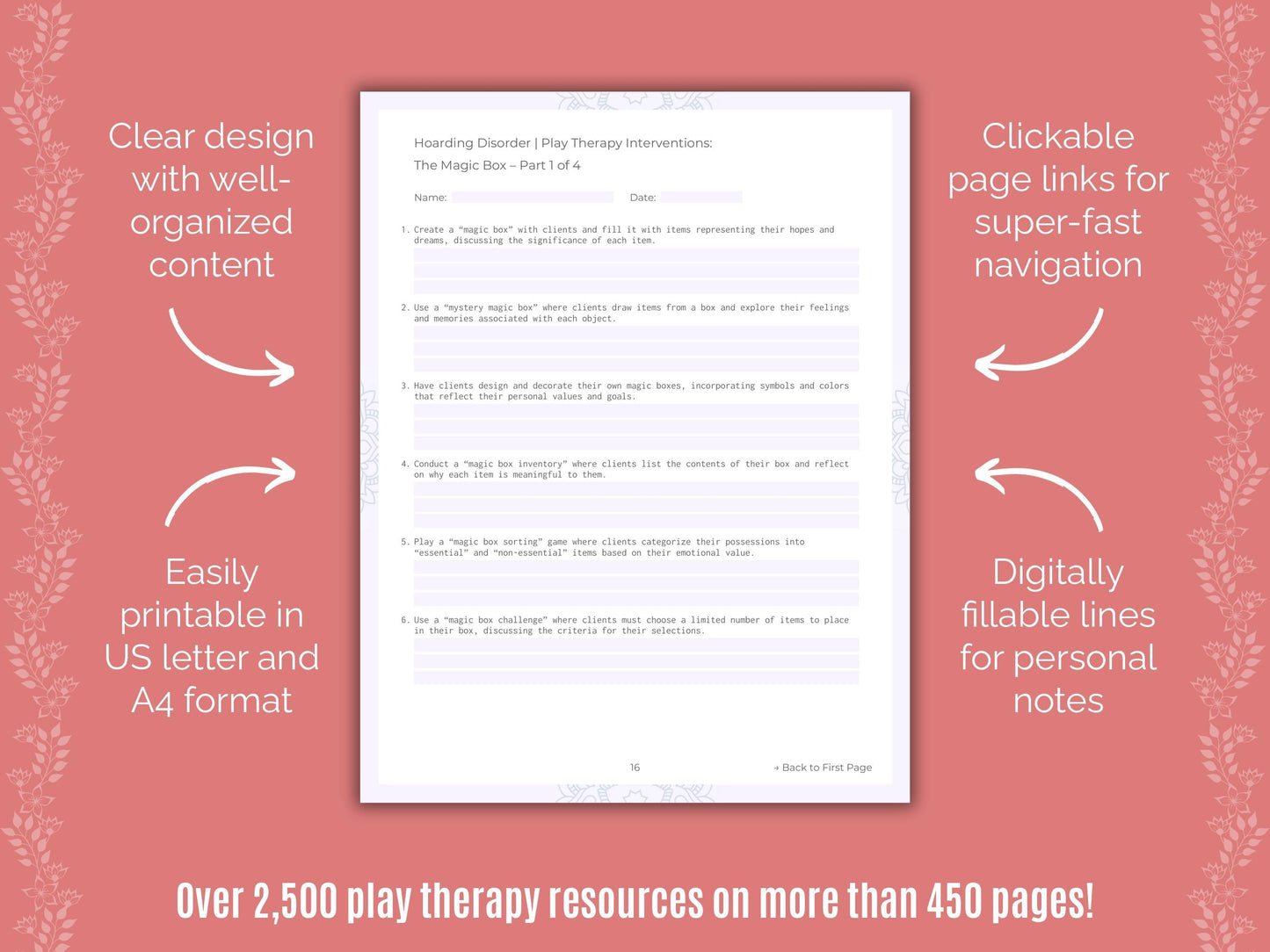 Hoarding Disorder Play Therapy Counseling Templates