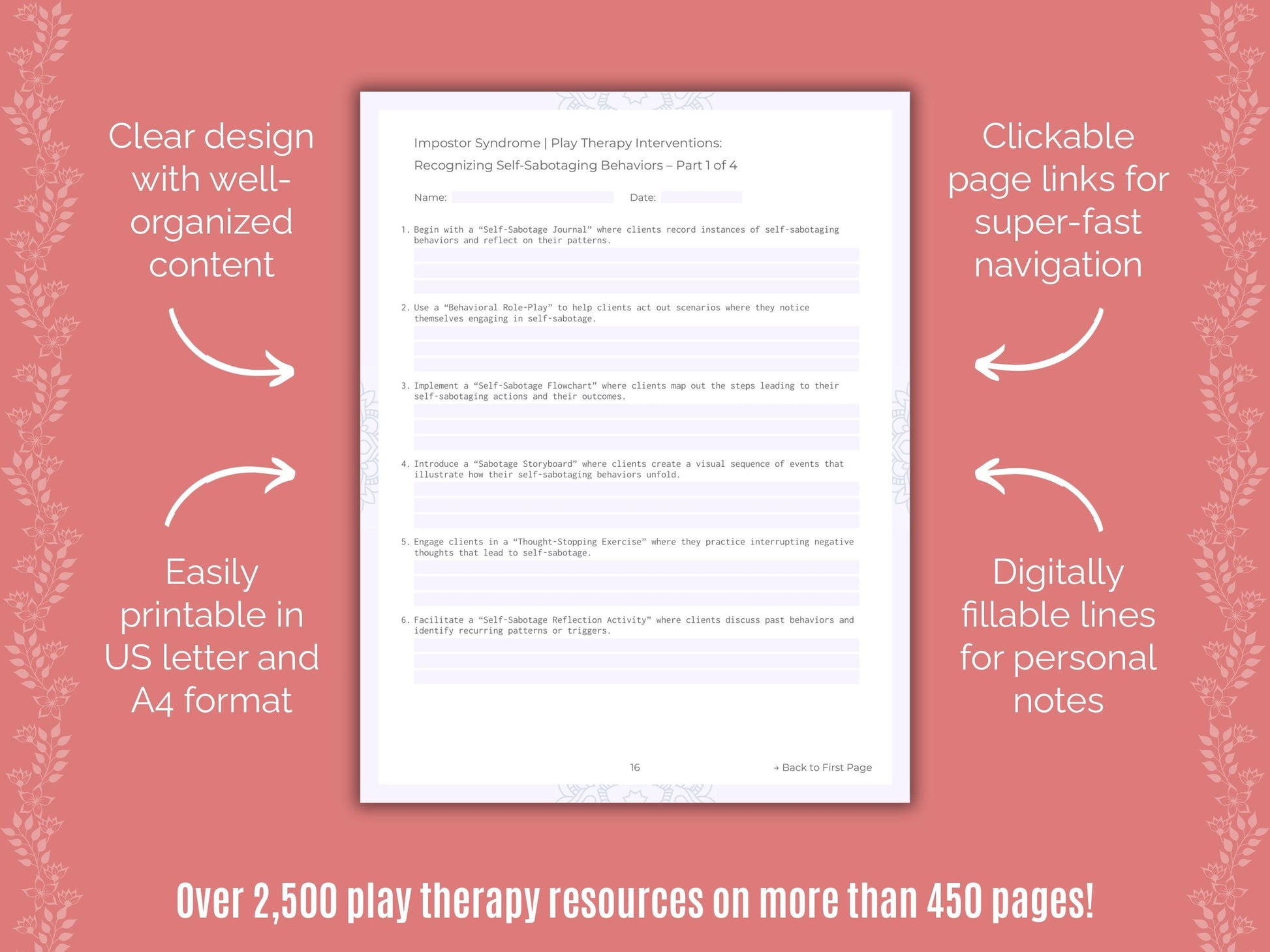 Impostor Syndrome Play Therapy Counseling Templates