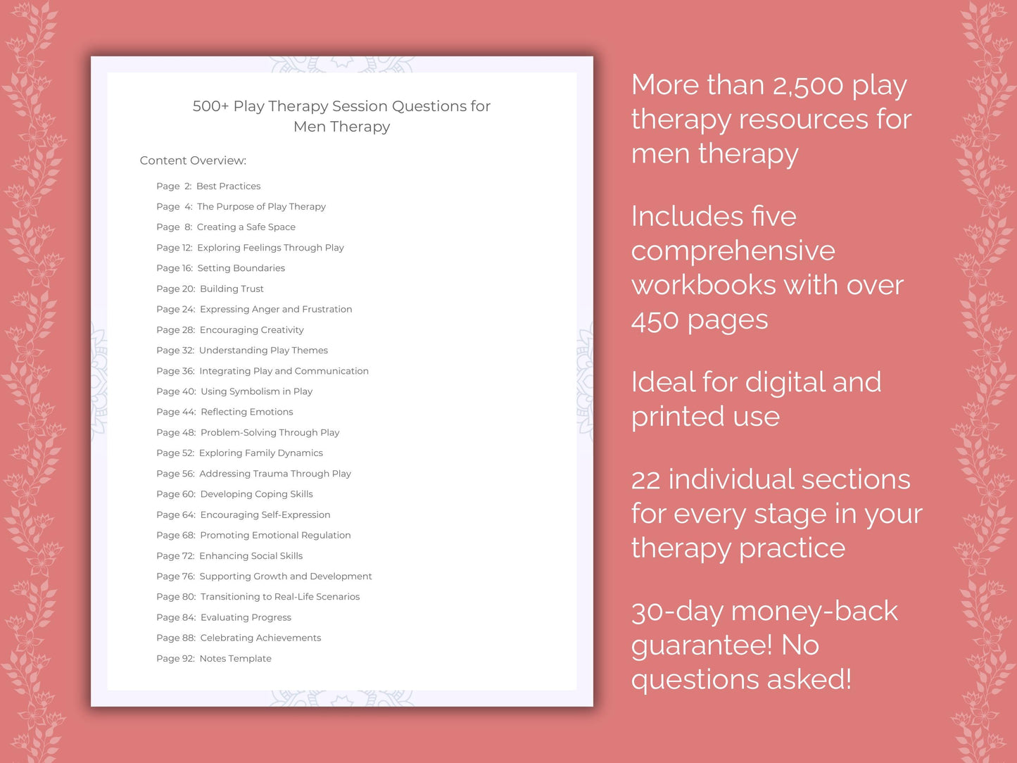 Men Play Therapy Therapist Worksheets