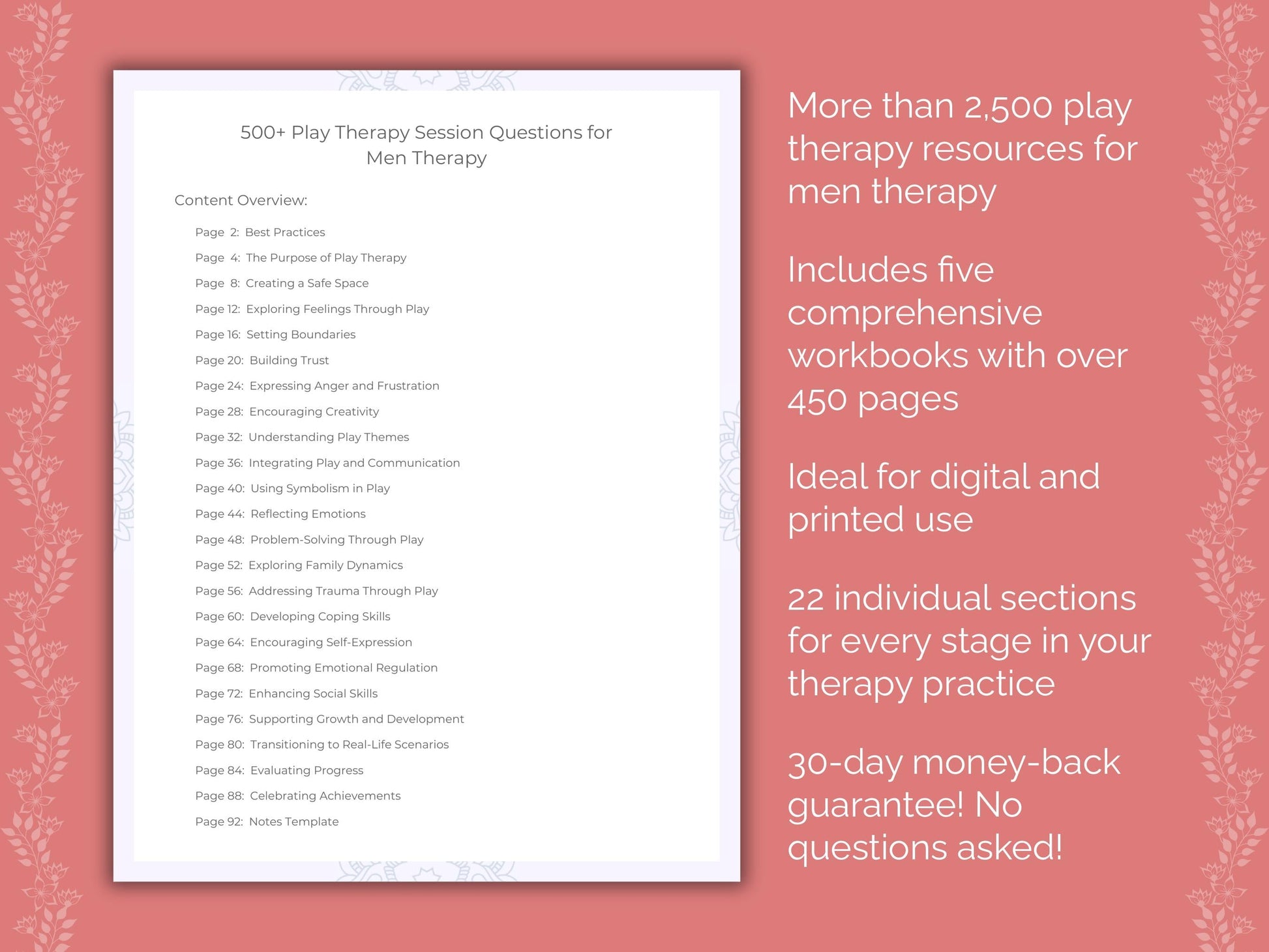 Men Play Therapy Therapist Worksheets