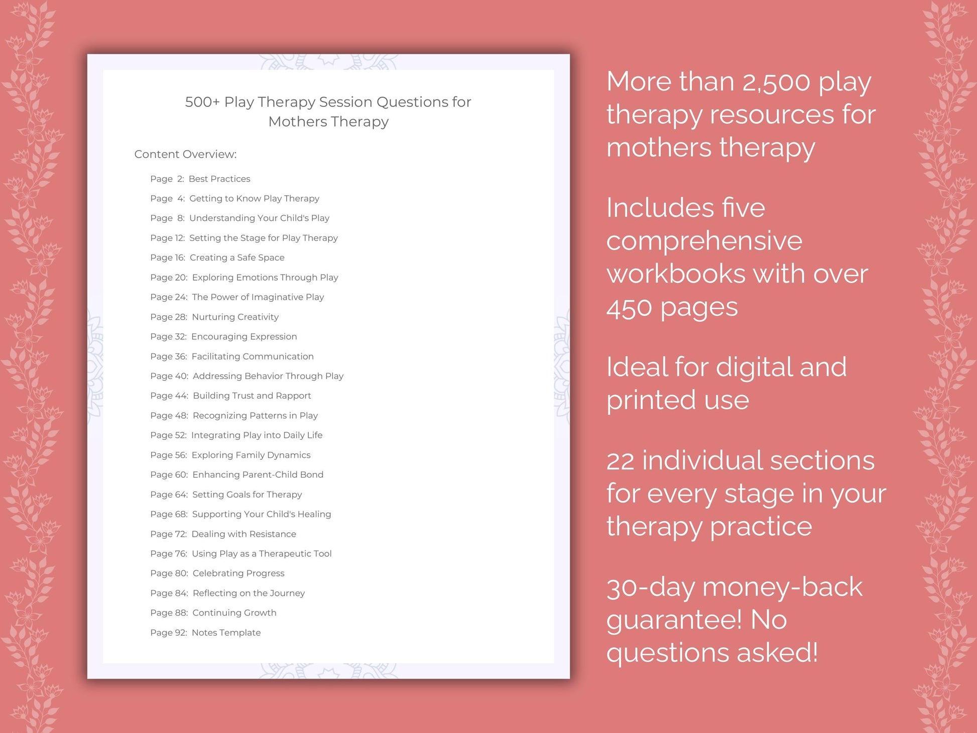 Mothers Play Therapy Therapist Worksheets