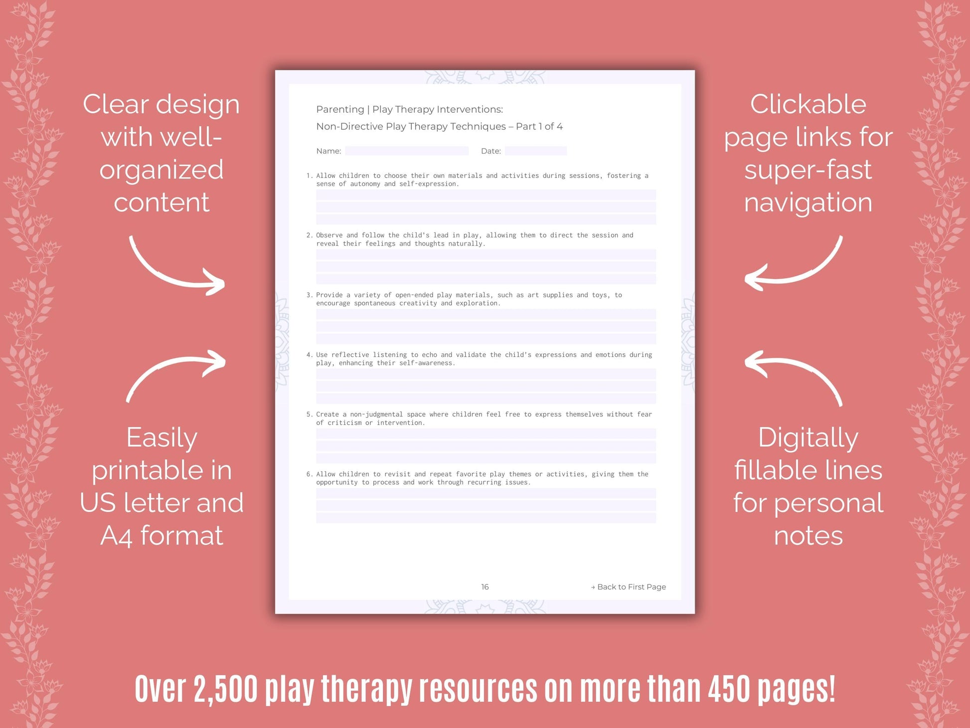 Parenting Play Therapy Counseling Templates