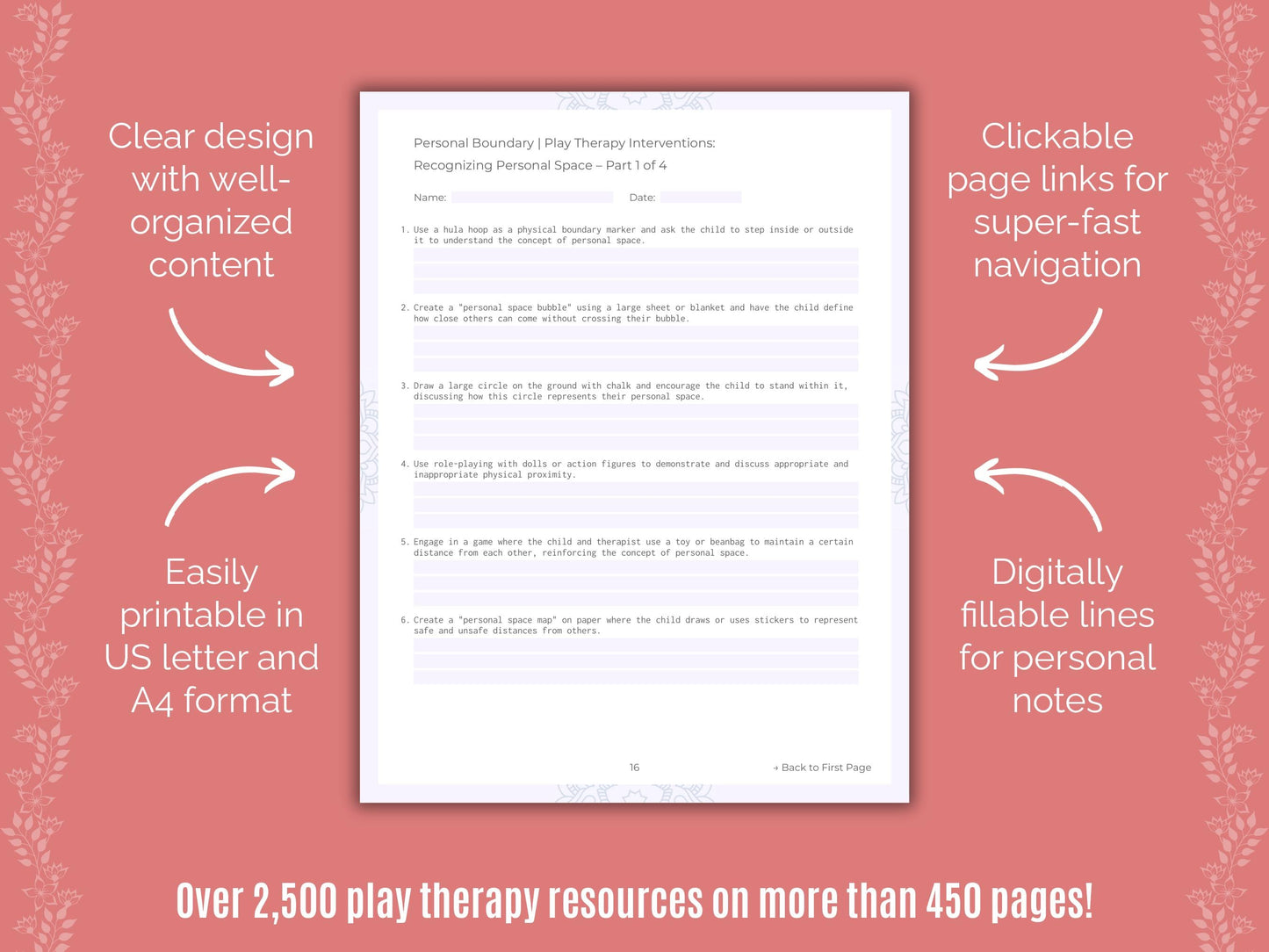 Personal Boundary Play Therapy Counseling Templates