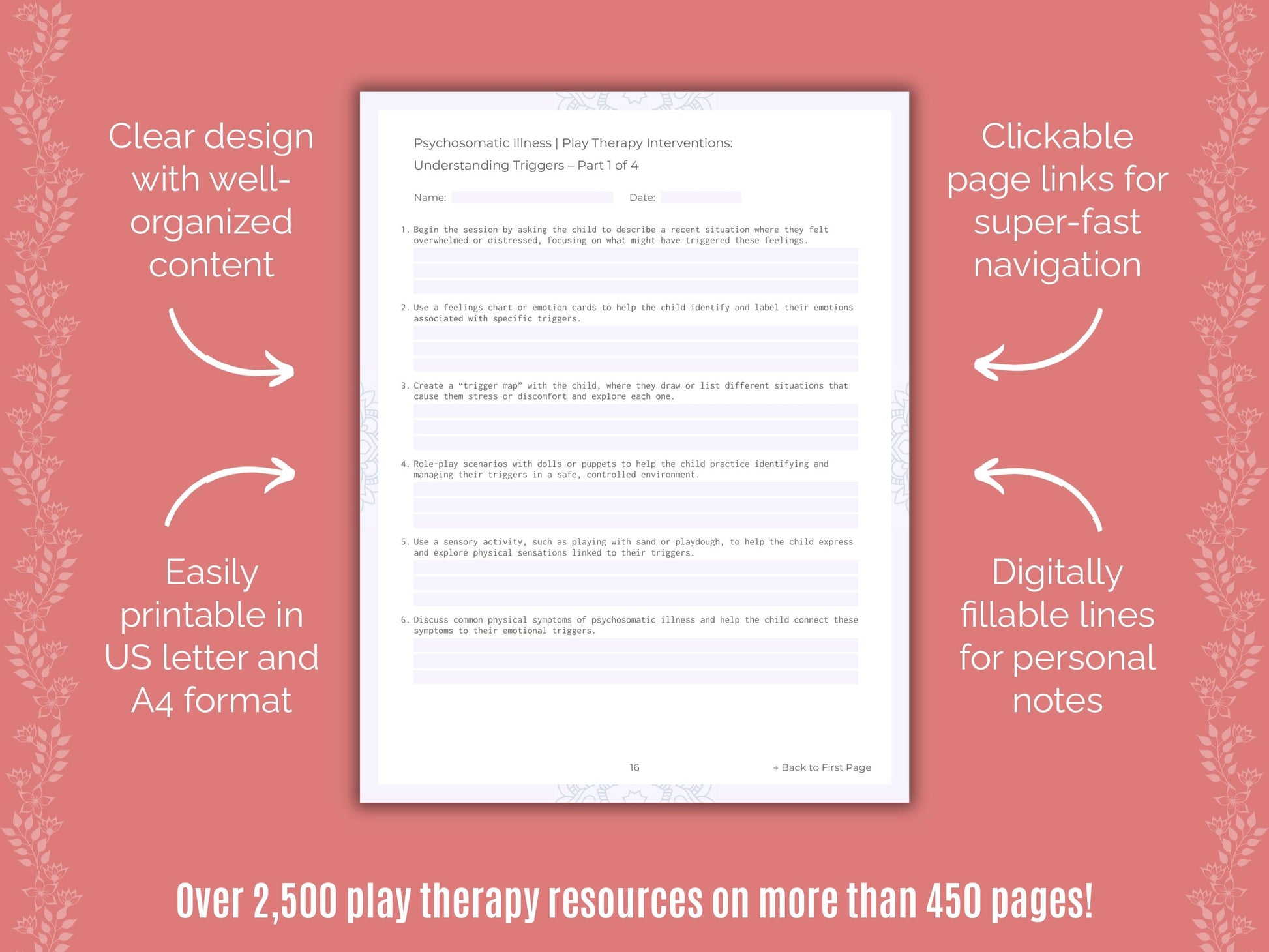 Psychosomatic Illness Play Therapy Counseling Templates