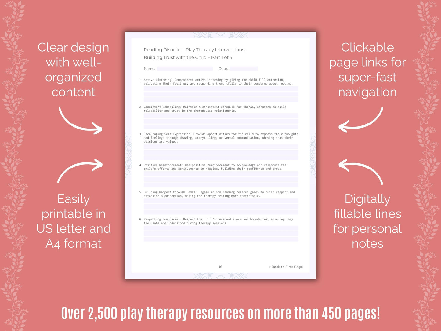 Reading Disorder Play Therapy Counseling Templates