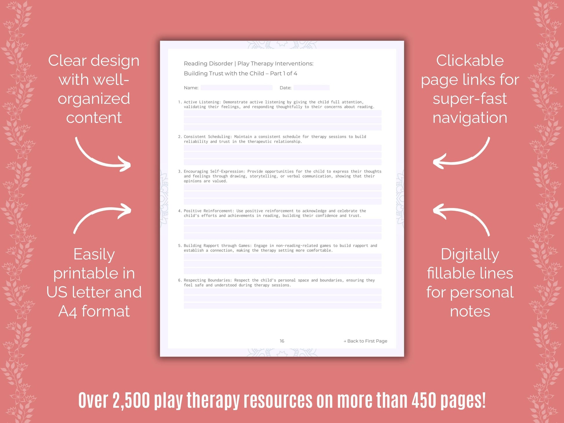Reading Disorder Play Therapy Counseling Templates
