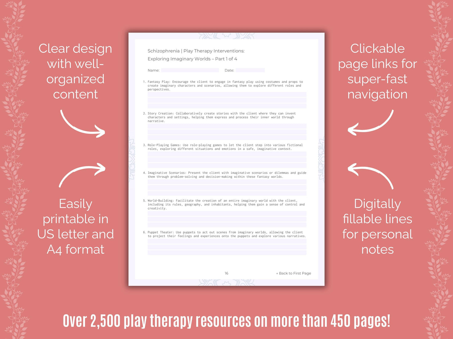 Schizophrenia Play Therapy Counseling Templates