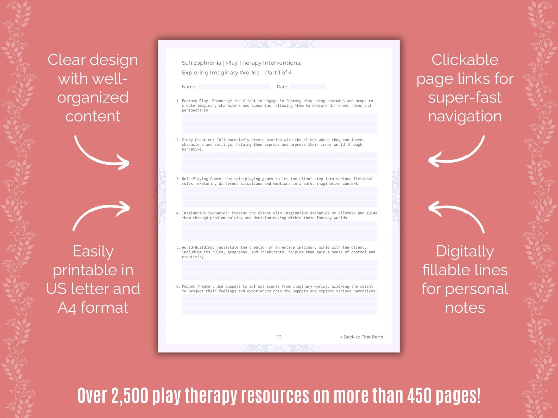 Schizophrenia Play Therapy Counseling Templates