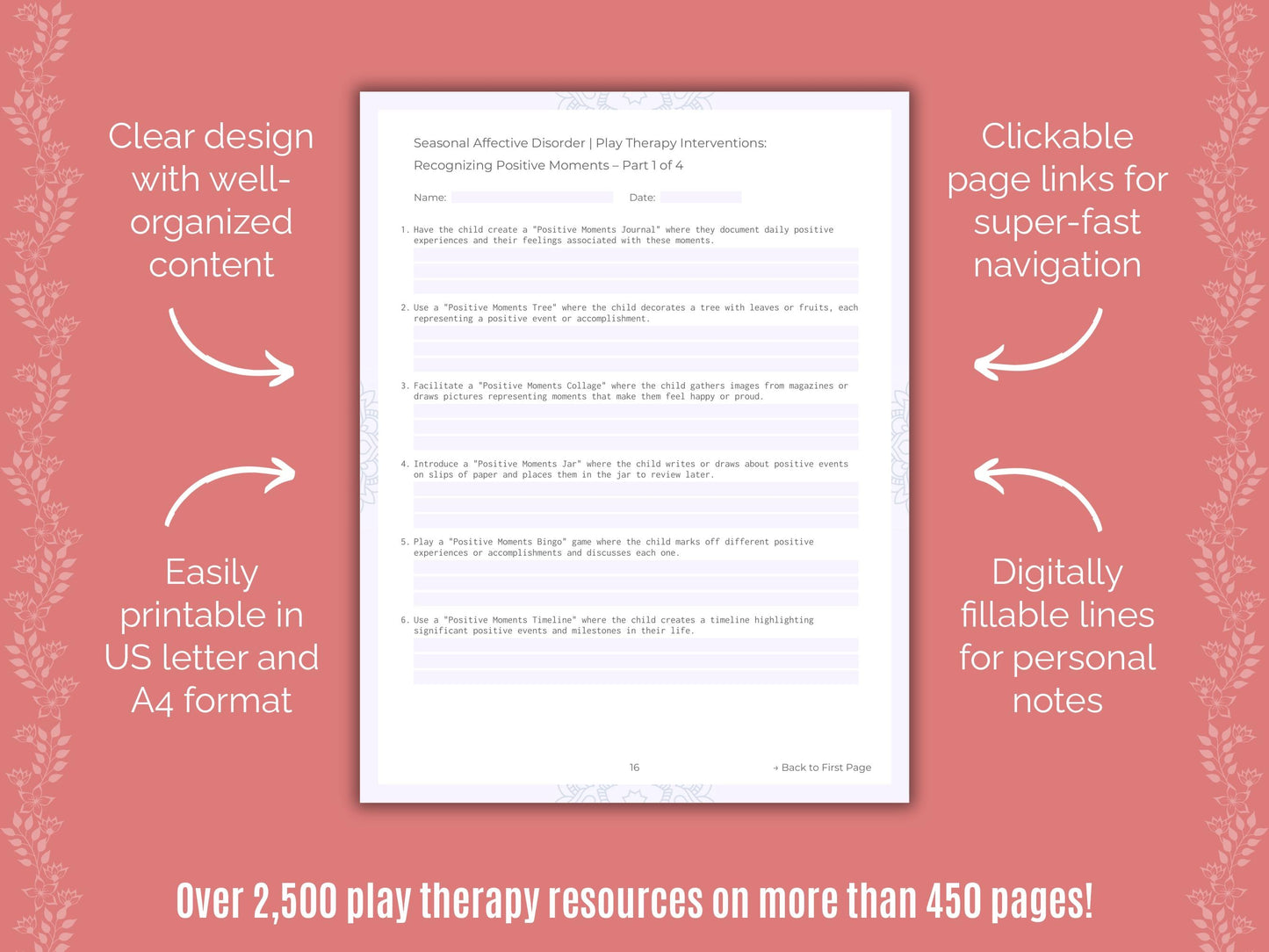 Seasonal Affective Disorder Play Therapy Counseling Templates