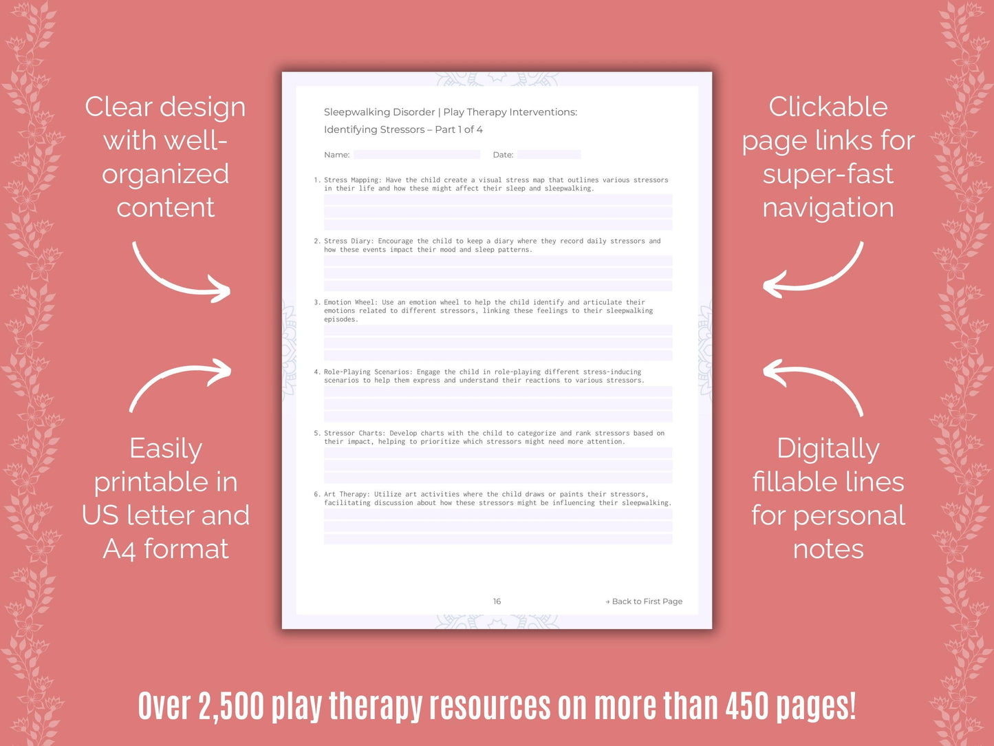 Sleepwalking Disorder Play Therapy Counseling Templates