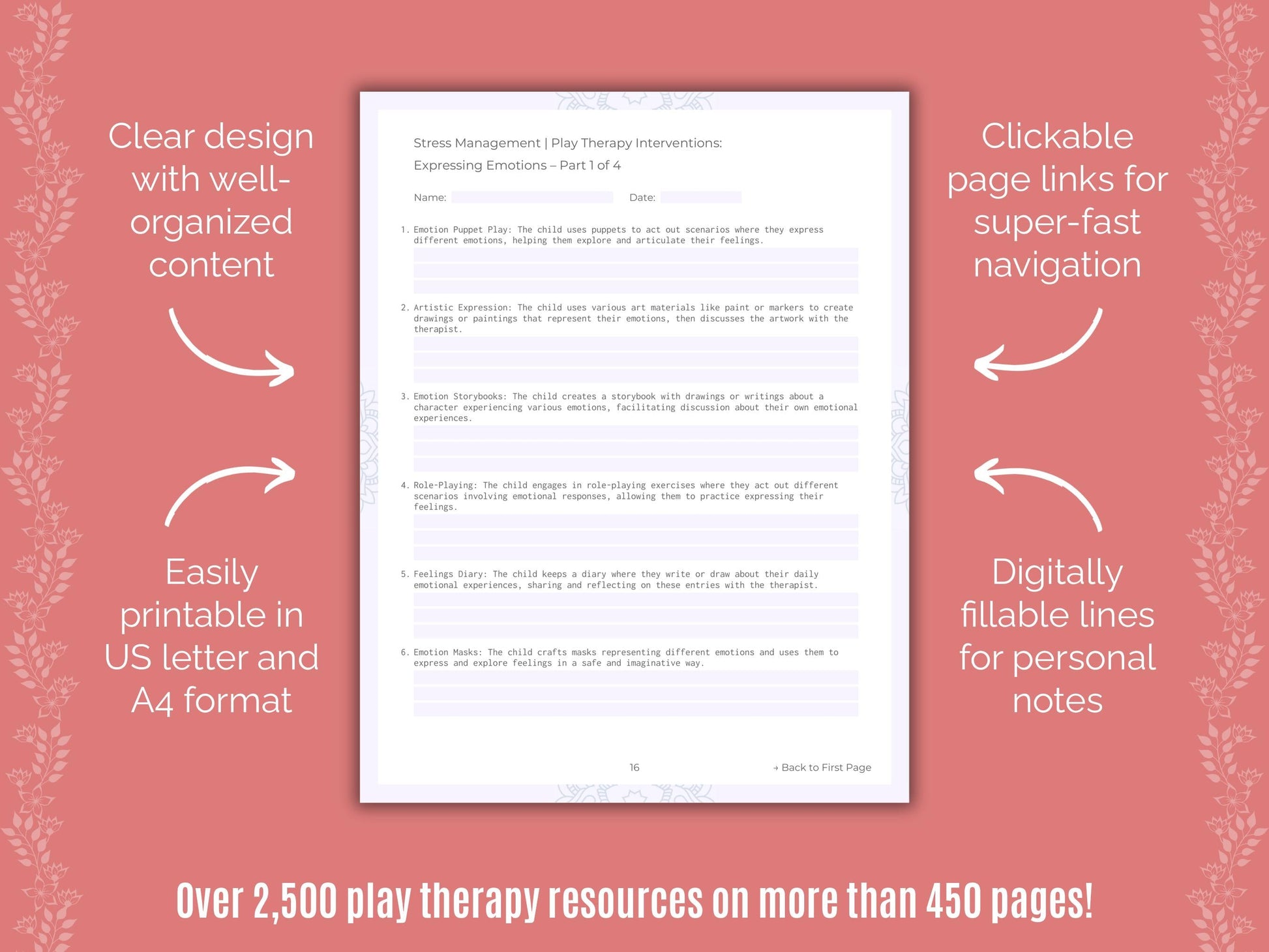 Stress Management Play Therapy Counseling Templates