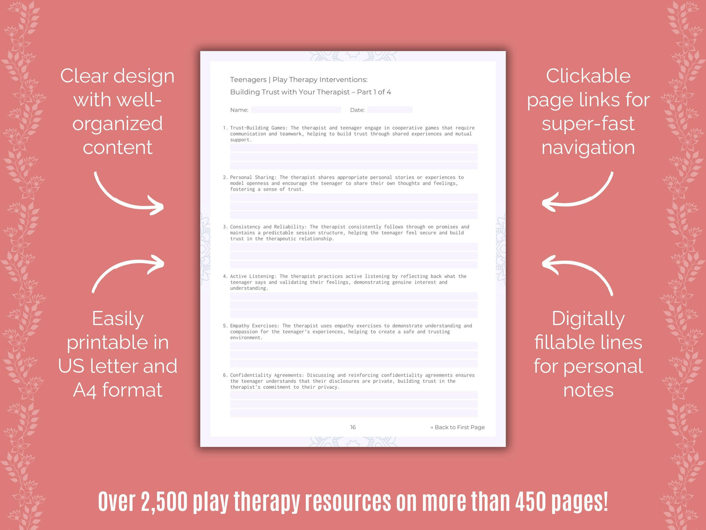 Teenagers Play Therapy Counseling Templates