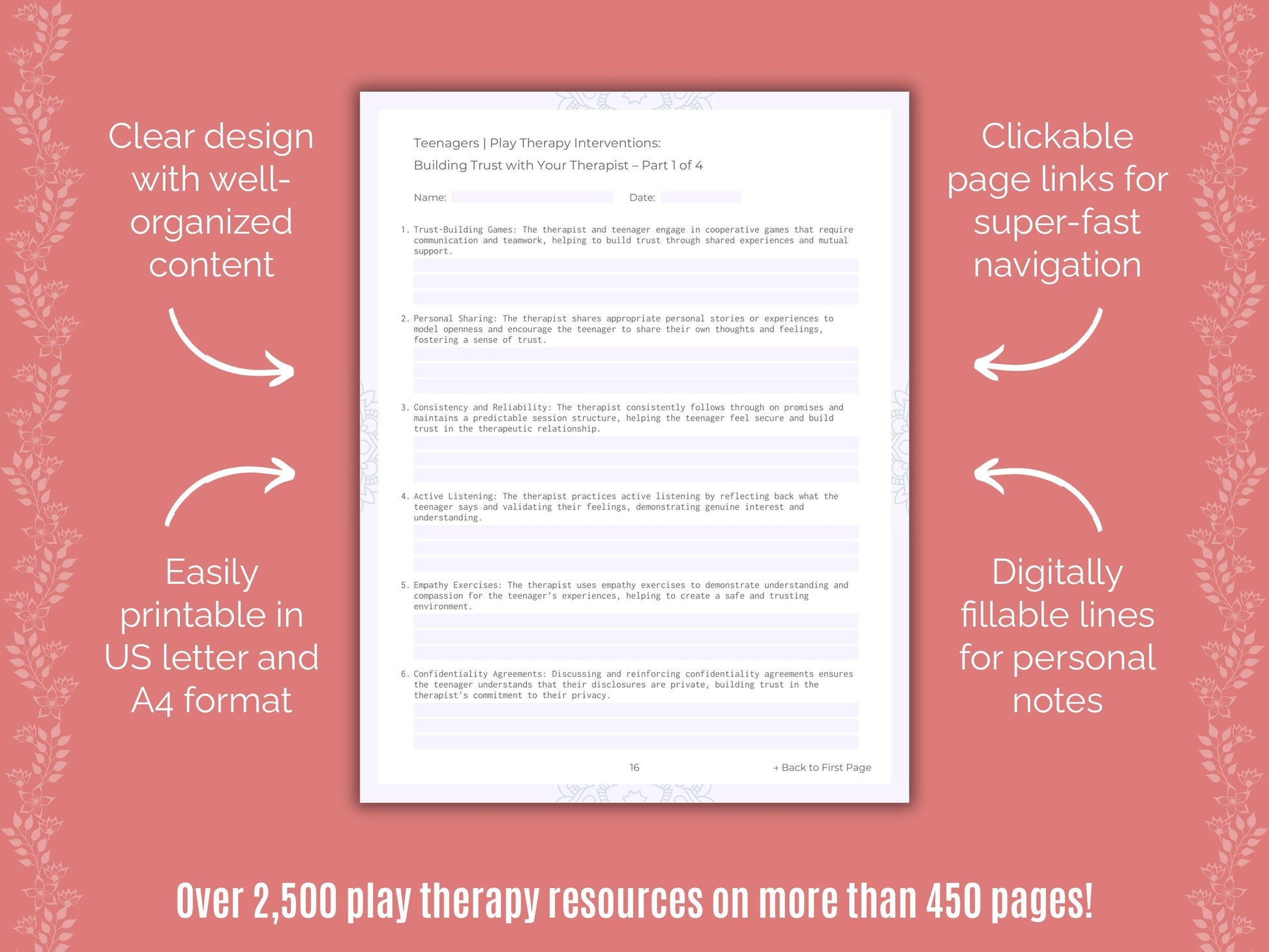 Teenagers Play Therapy Counseling Templates