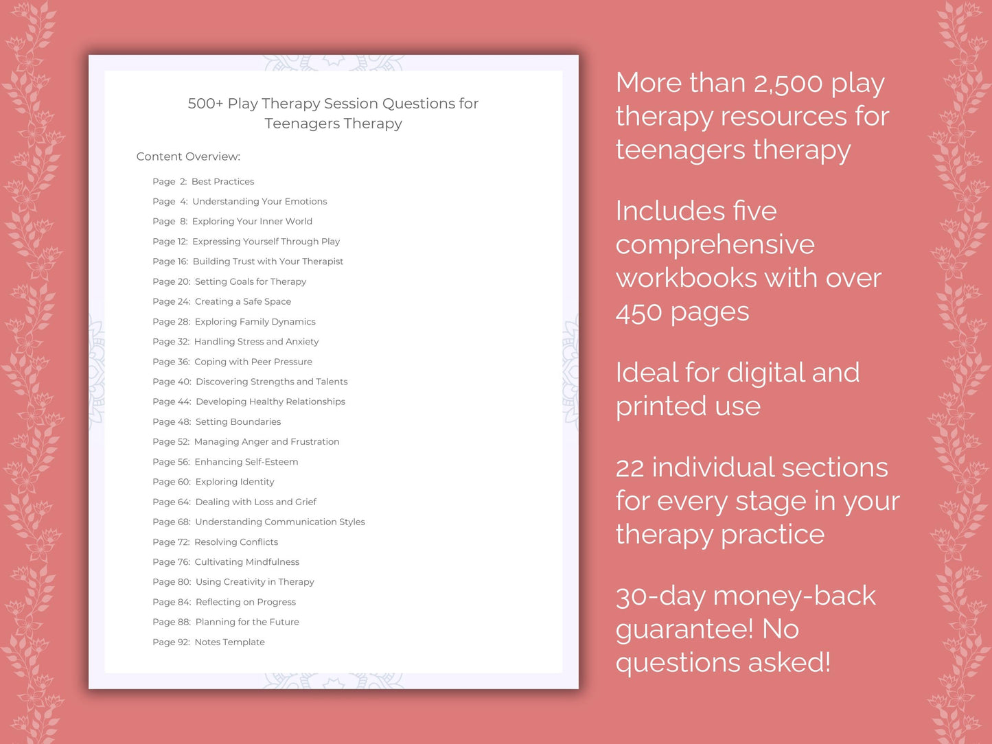 Teenagers Play Therapy Therapist Worksheets