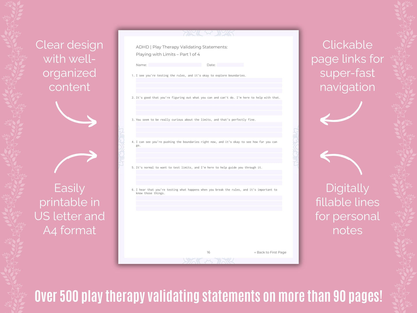 ADHD Play Therapy Counseling Templates