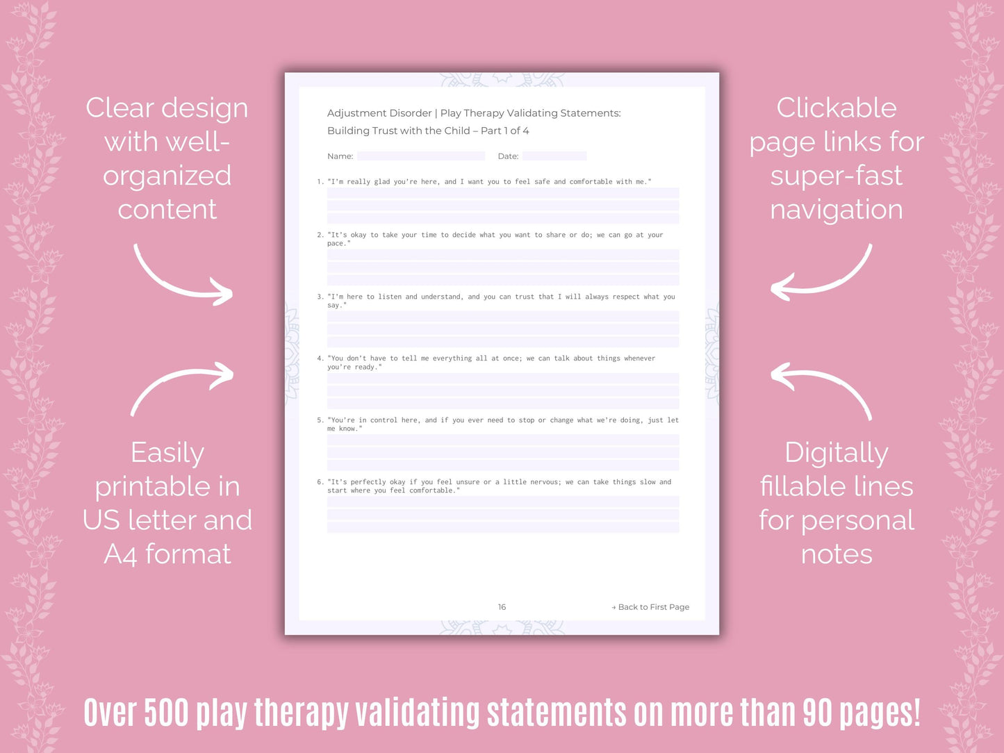 Adjustment Disorder Play Therapy Counseling Templates