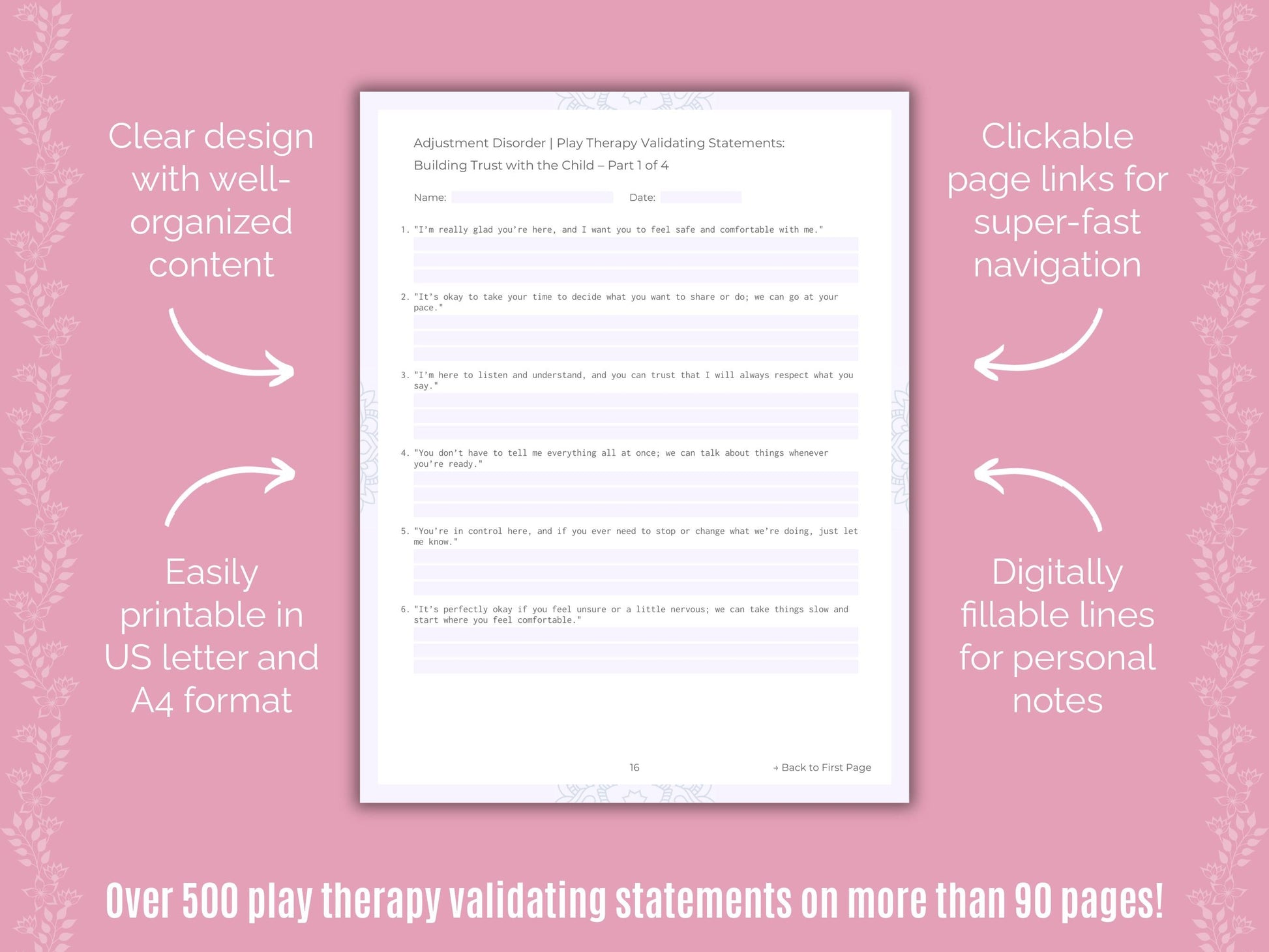 Adjustment Disorder Play Therapy Counseling Templates