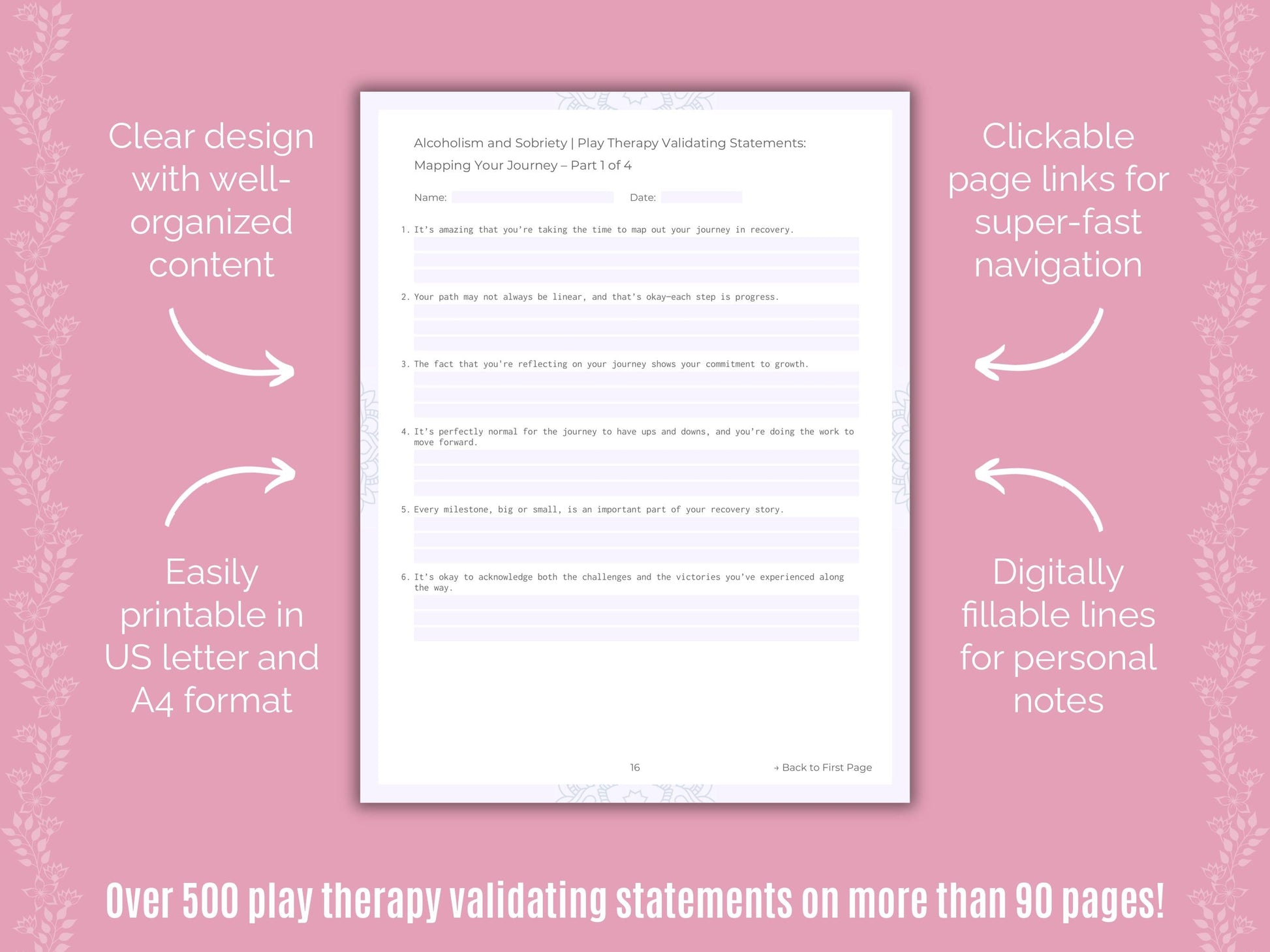 Alcoholism and Sobriety Play Therapy Counseling Templates