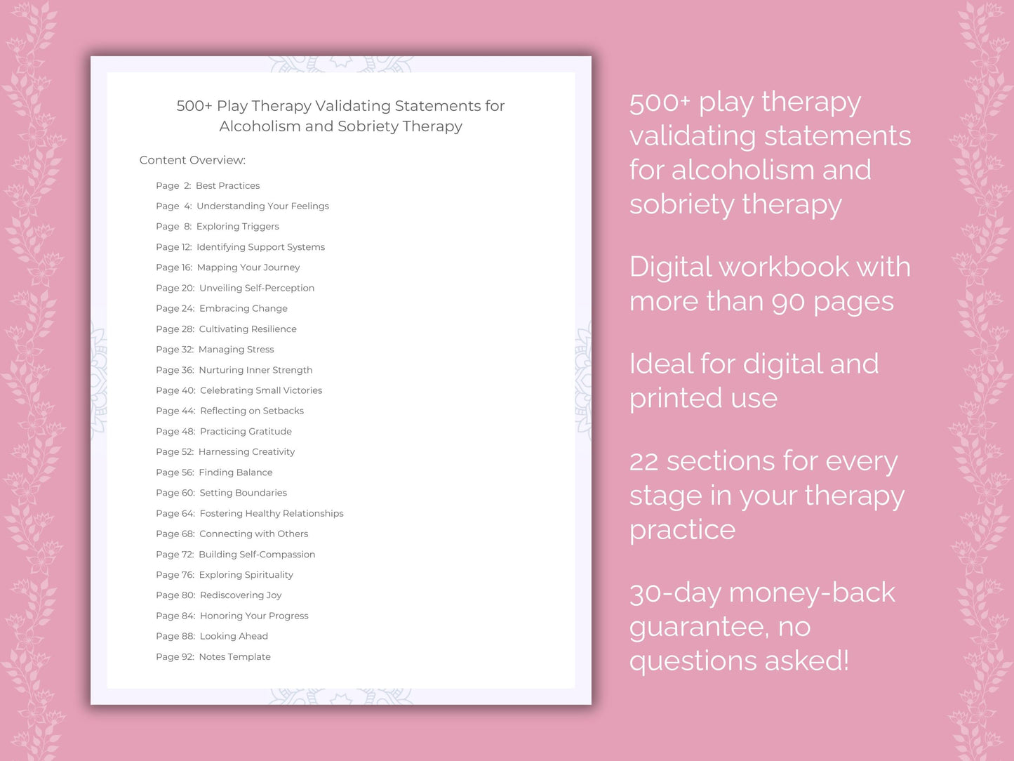 Alcoholism and Sobriety Play Therapy Therapist Worksheets