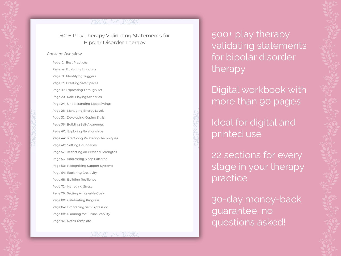 Bipolar Disorder Play Therapy Therapist Worksheets