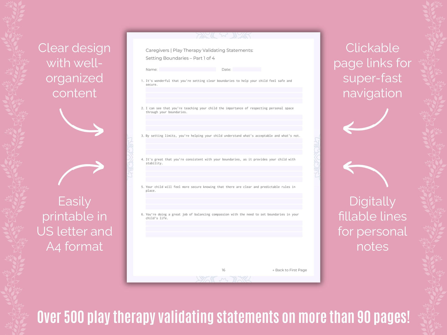 Caregivers Play Therapy Counseling Templates