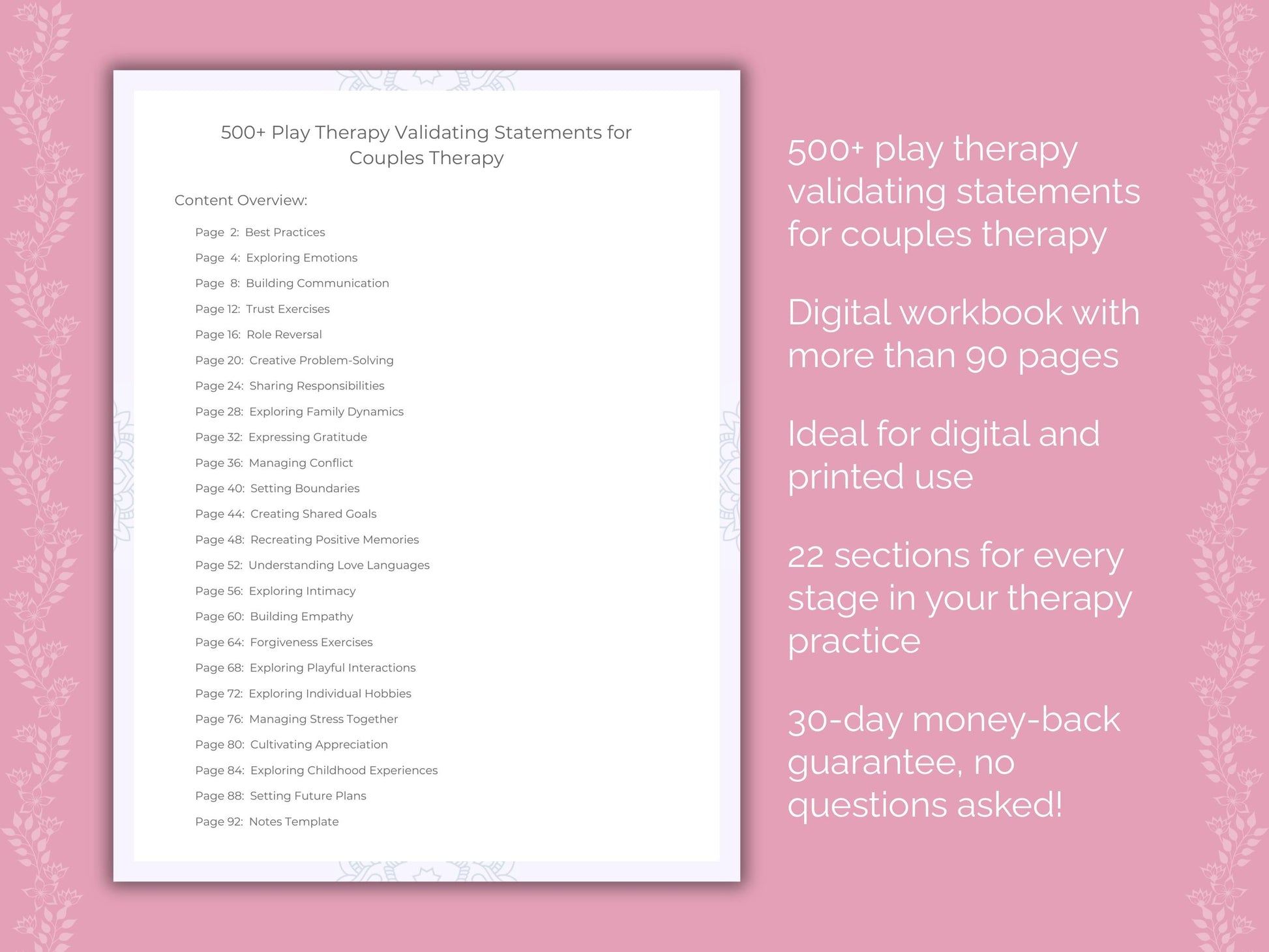 Couples Play Therapy Therapist Worksheets