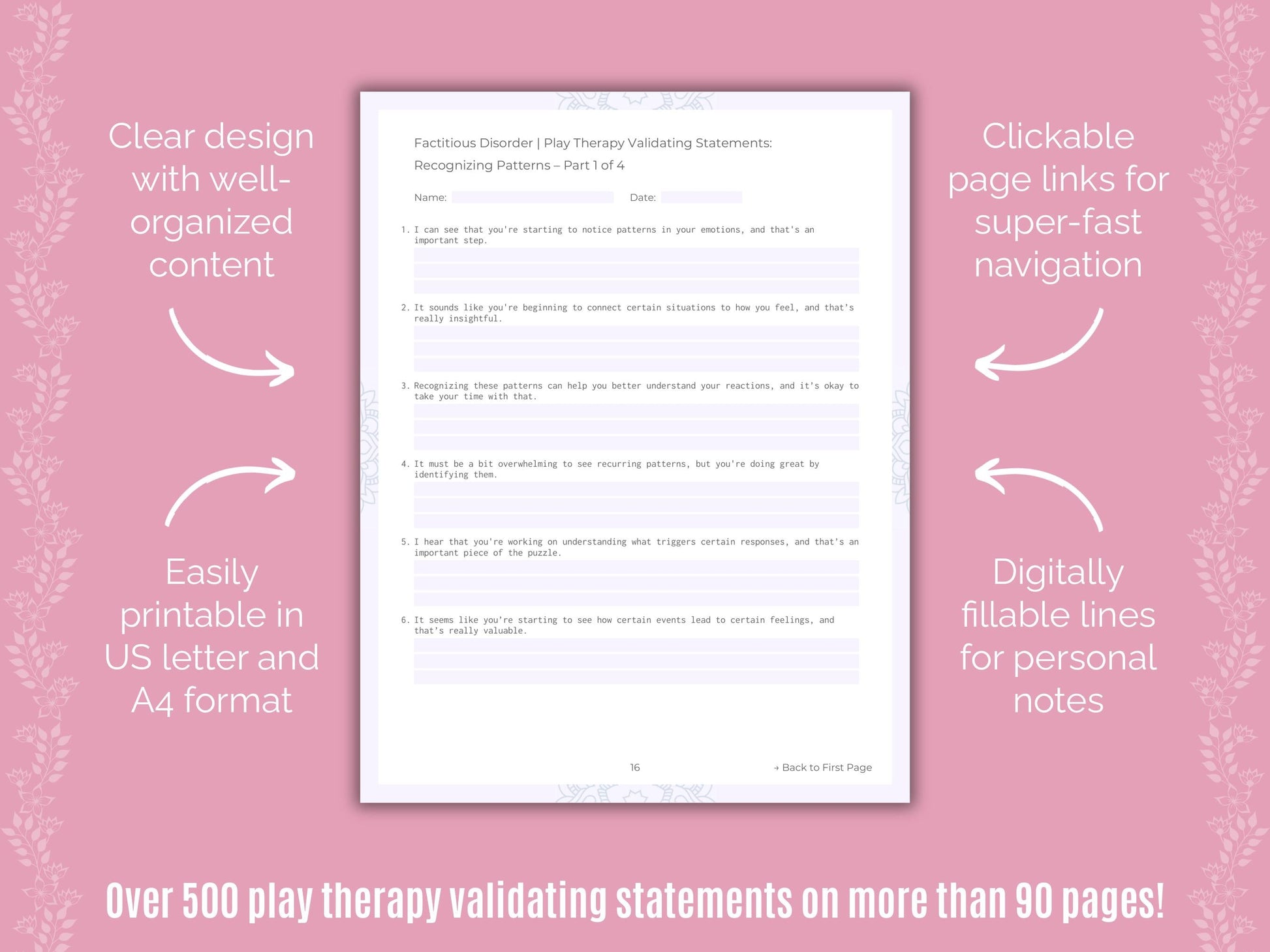 Factitious Disorder Play Therapy Counseling Templates