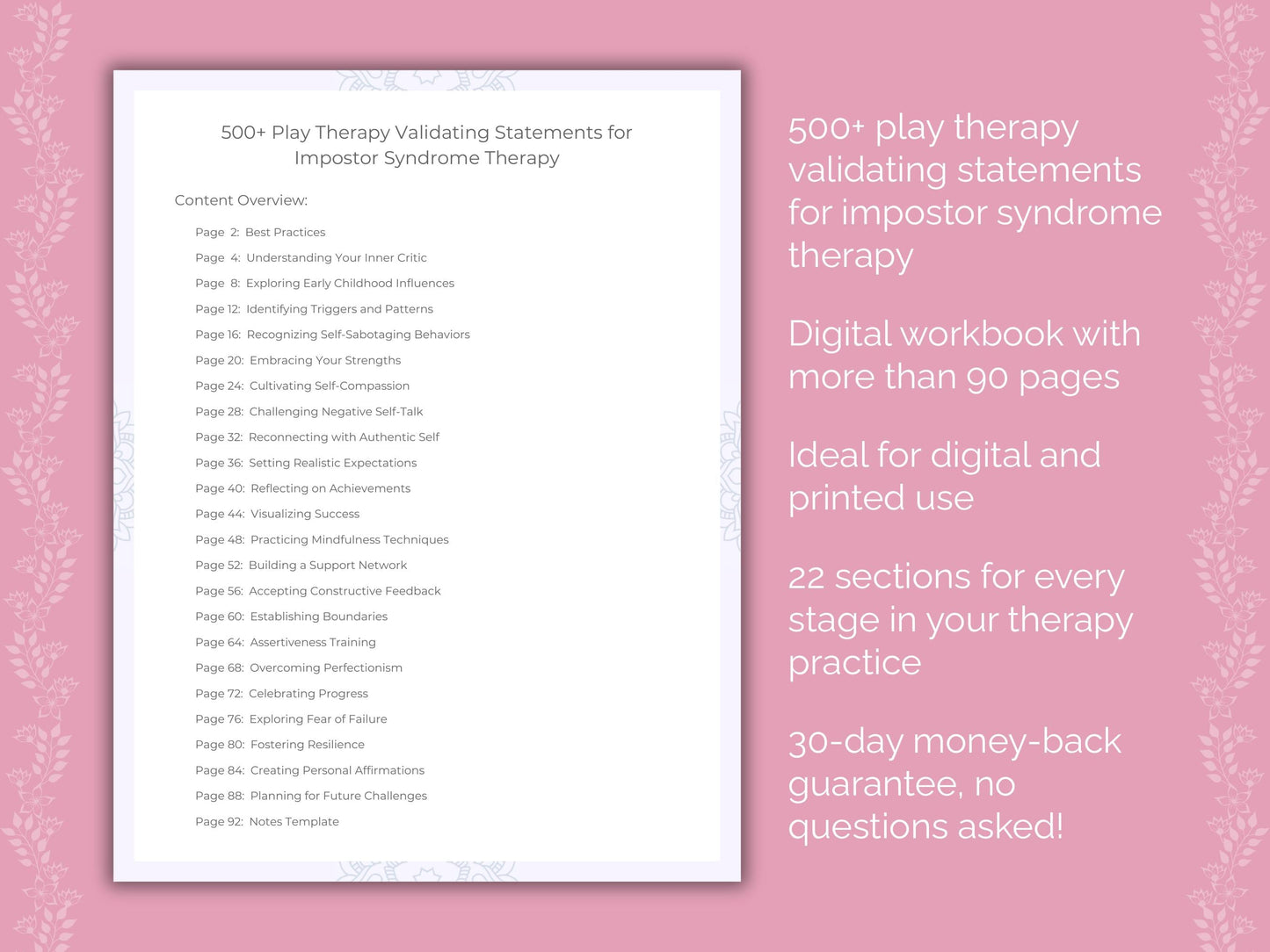 Impostor Syndrome Play Therapy Therapist Worksheets