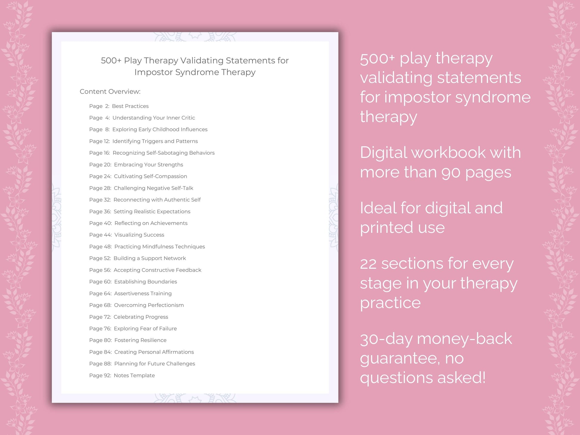Impostor Syndrome Play Therapy Therapist Worksheets