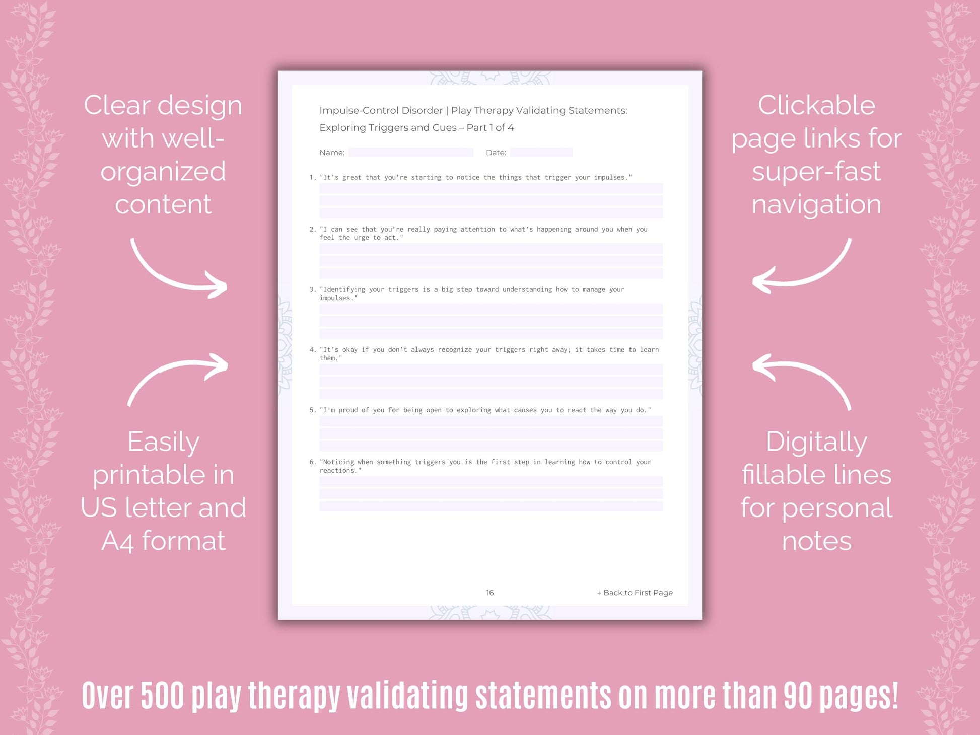 Impulse-Control Disorder (ICD) Play Therapy Counseling Templates