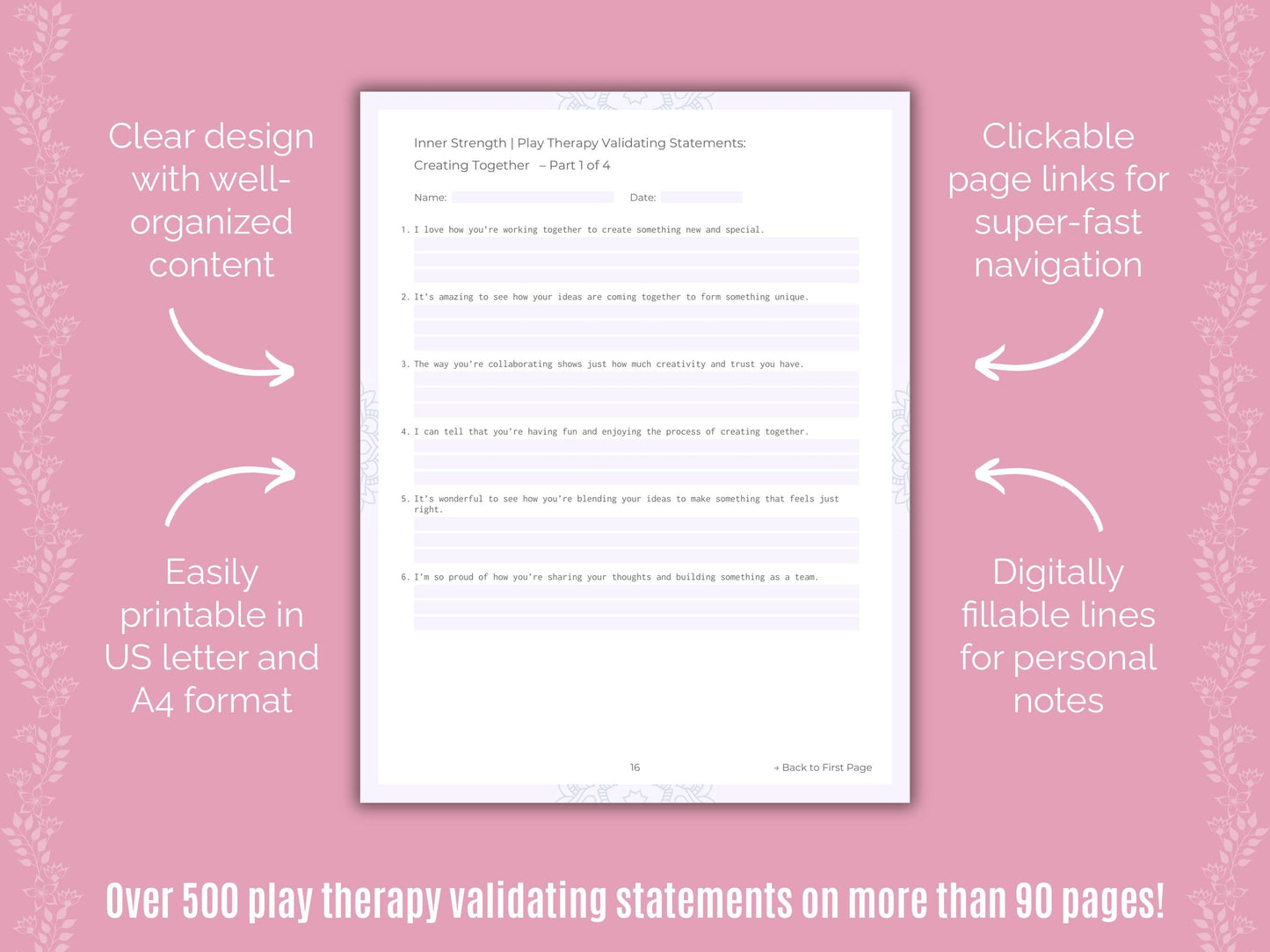 Inner Strength Play Therapy Counseling Templates