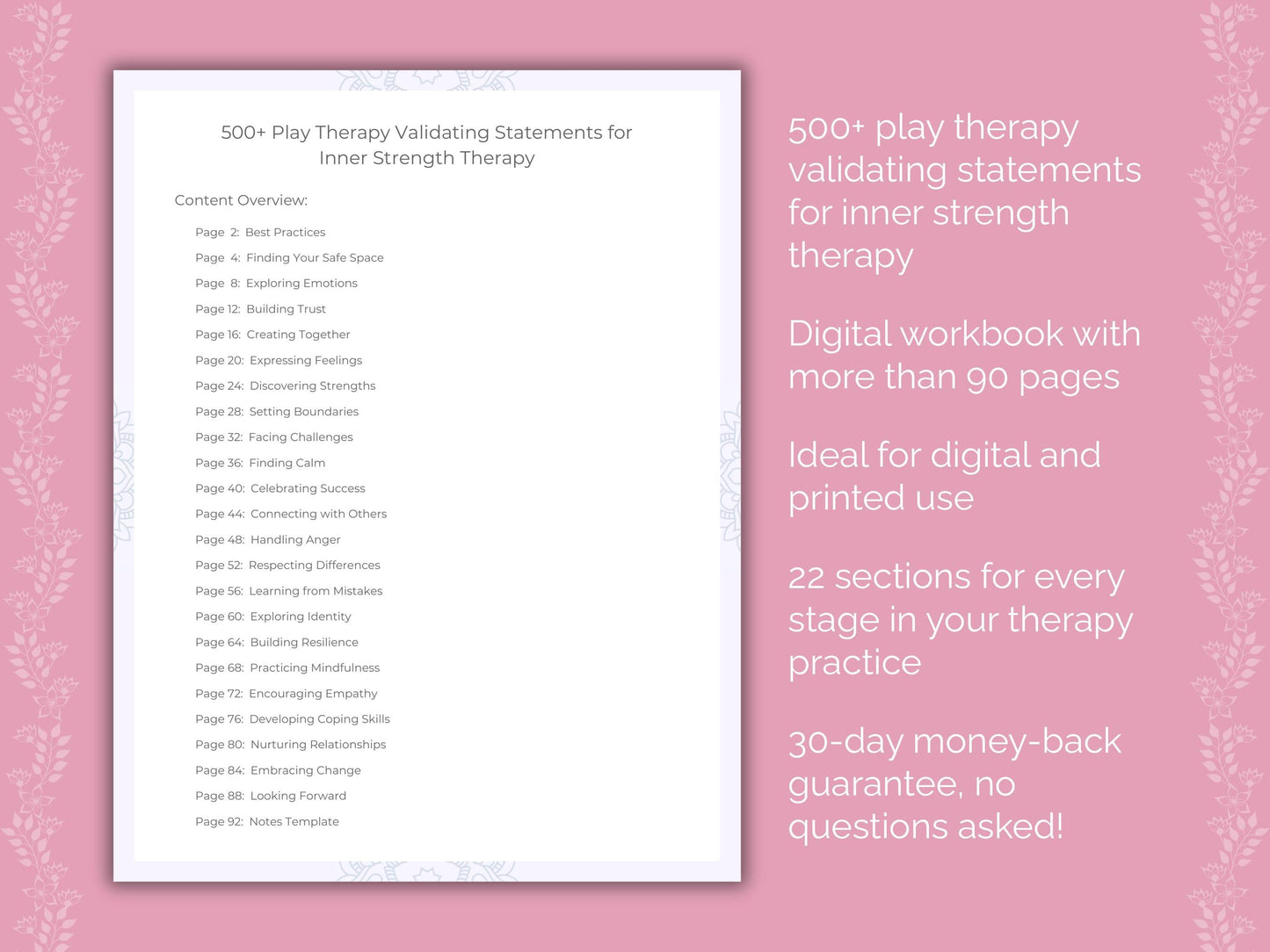 Inner Strength Play Therapy Therapist Worksheets