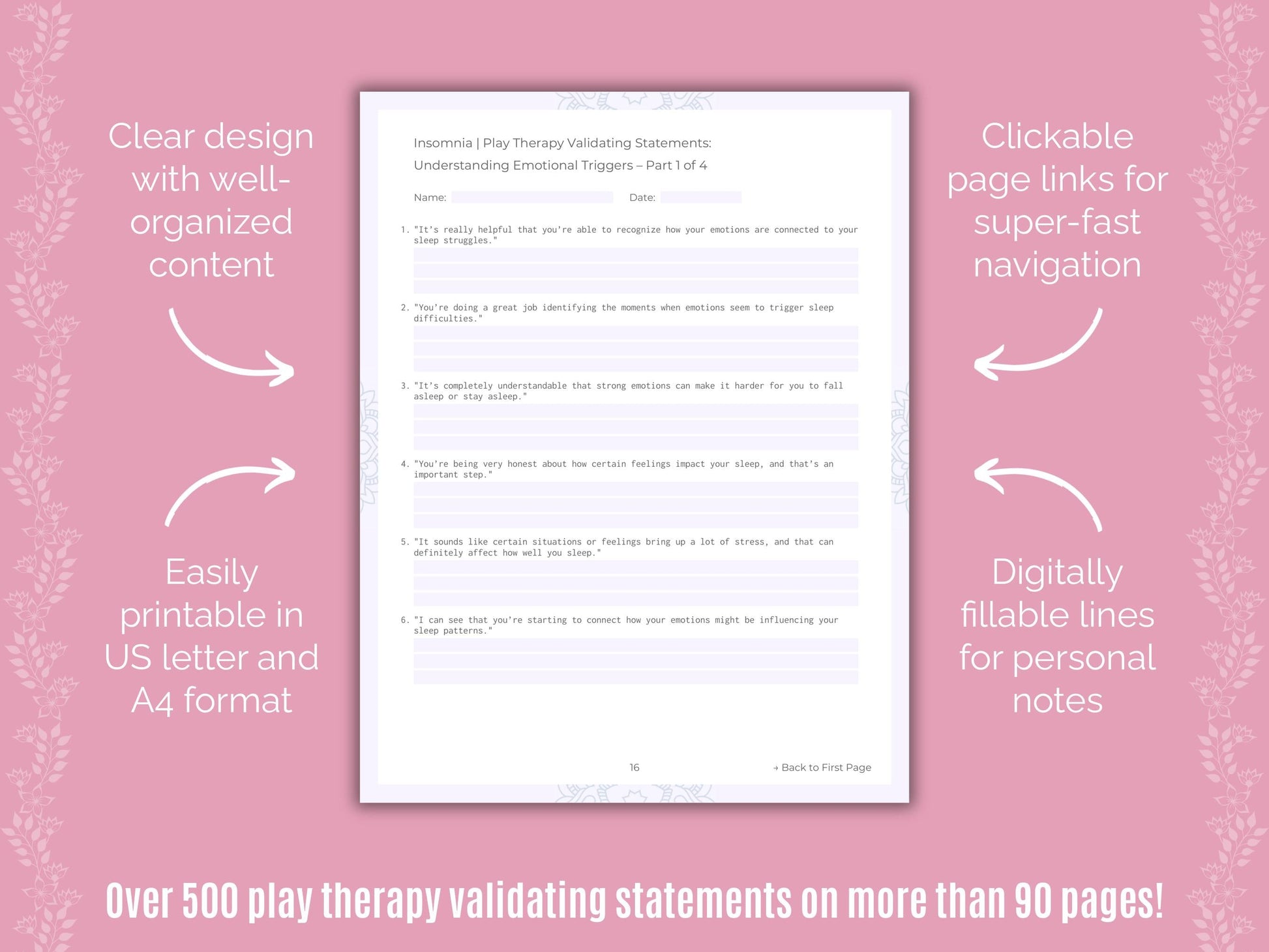 Insomnia Play Therapy Counseling Templates
