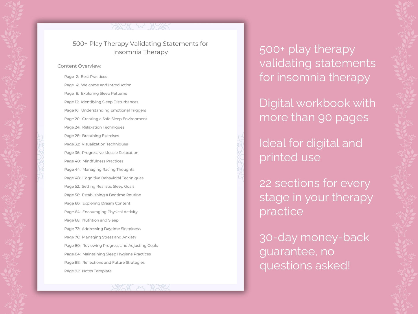 Insomnia Play Therapy Therapist Worksheets