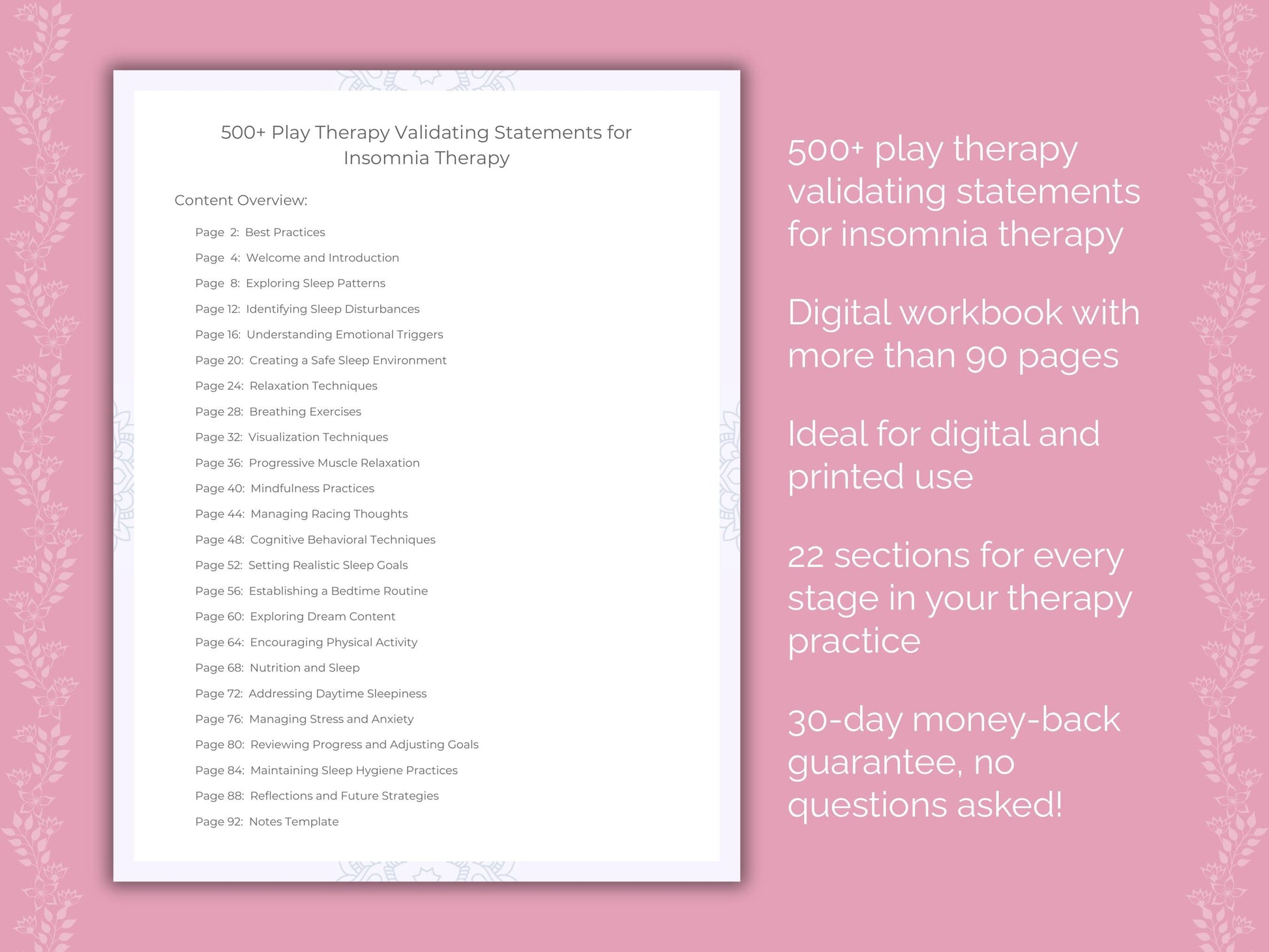 Insomnia Play Therapy Therapist Worksheets