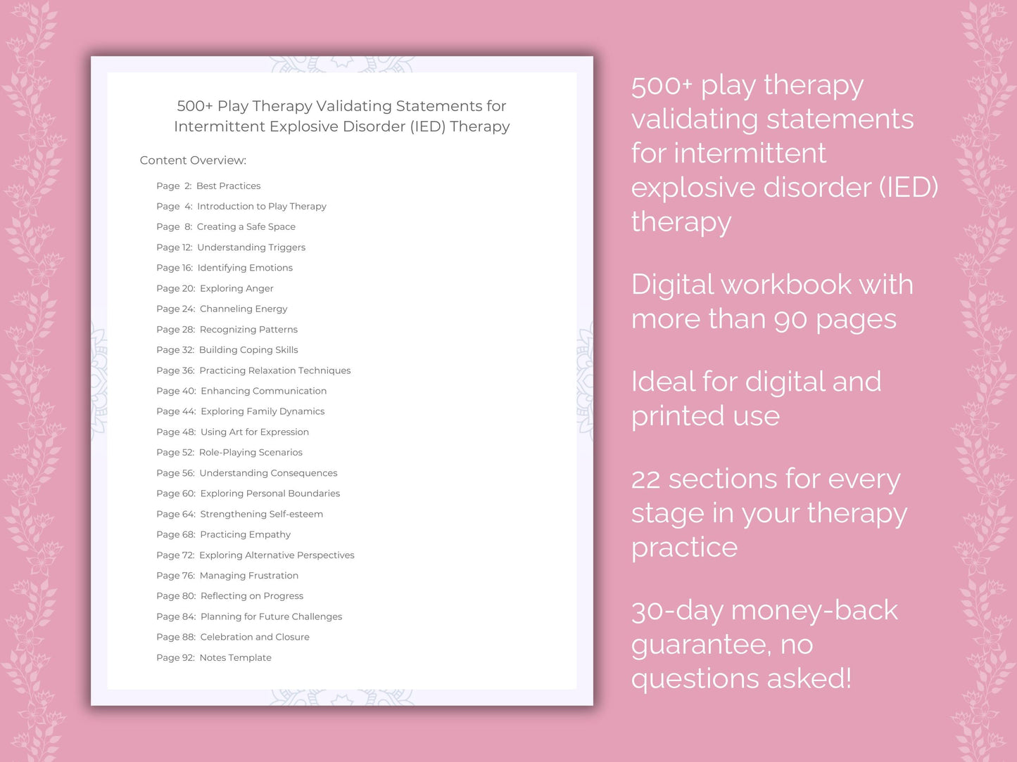 Intermittent Explosive Disorder (IED) Play Therapy Therapist Worksheets