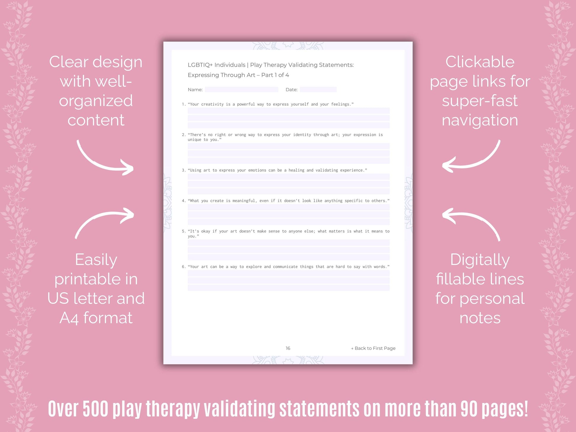 LGBTIQ+ Individuals Play Therapy Counseling Templates