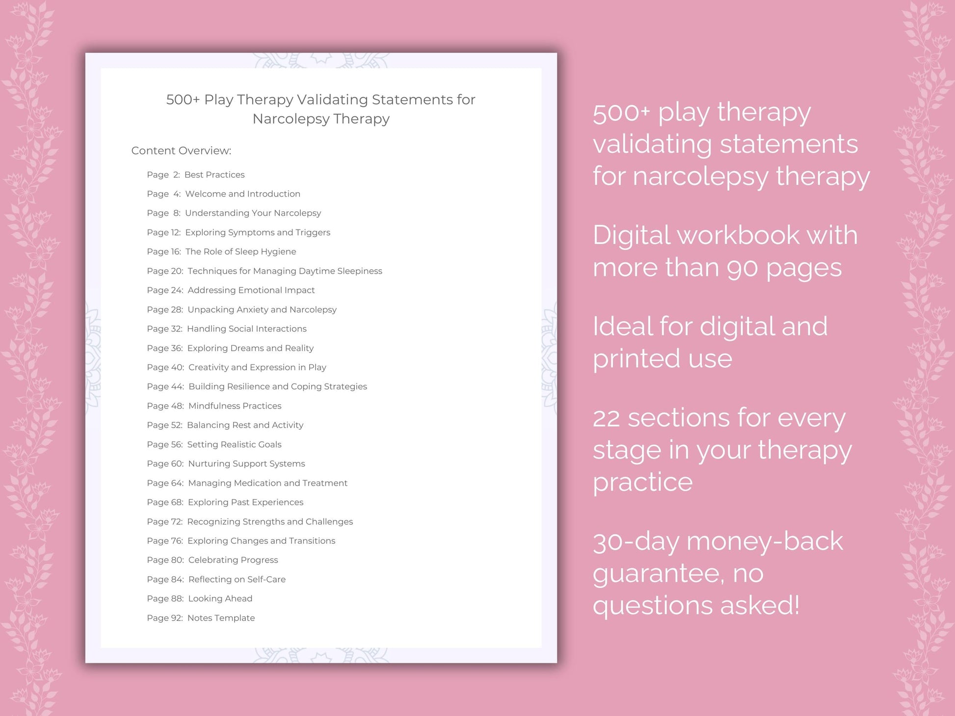 Narcolepsy Play Therapy Therapist Worksheets