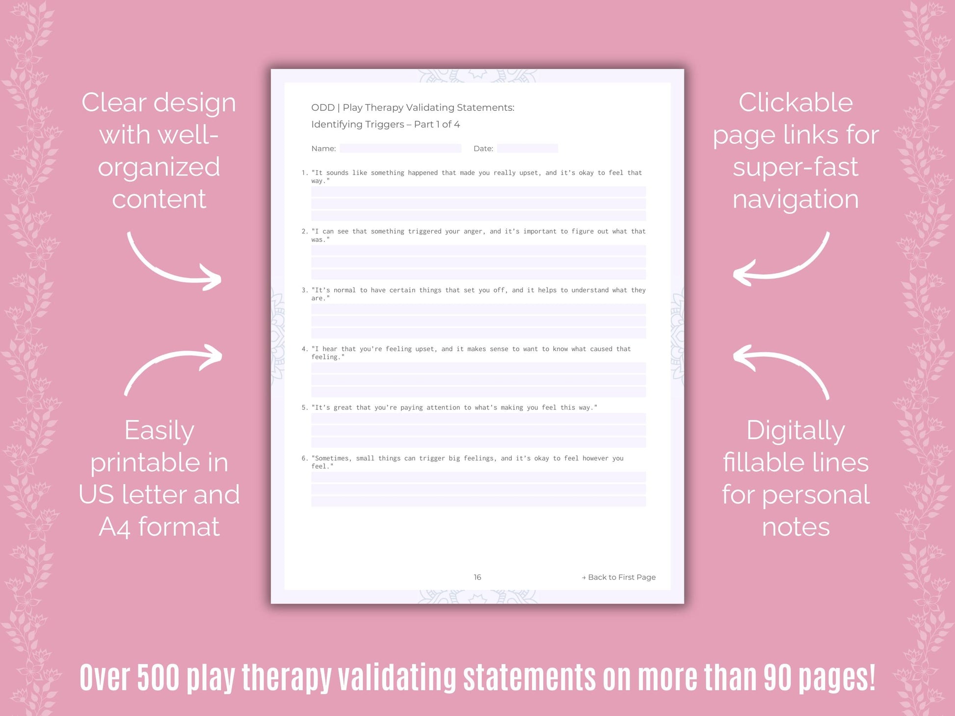 Oppositional Defiant Disorder (ODD) Play Therapy Counseling Templates