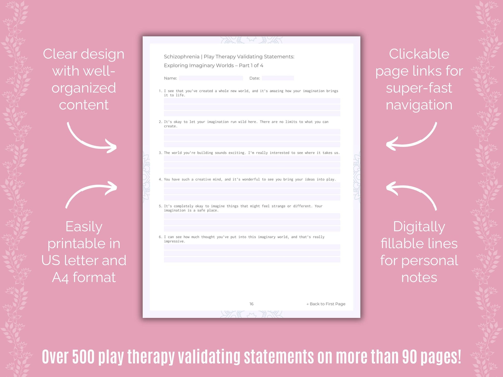 Schizophrenia Play Therapy Counseling Templates