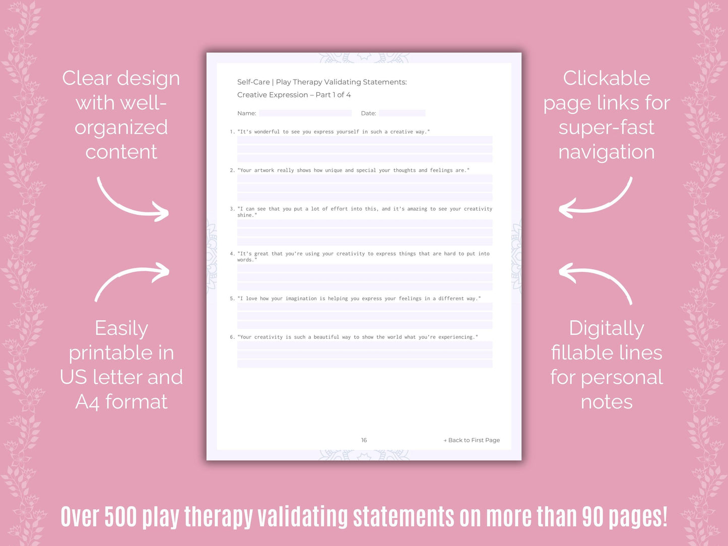 Self-Care Play Therapy Counseling Templates