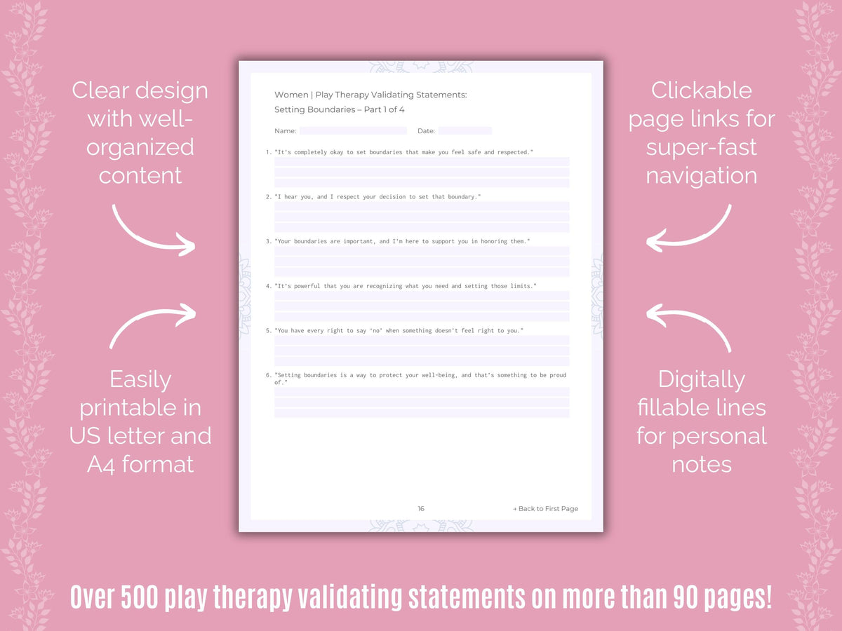 Women Play Therapy Counseling Templates