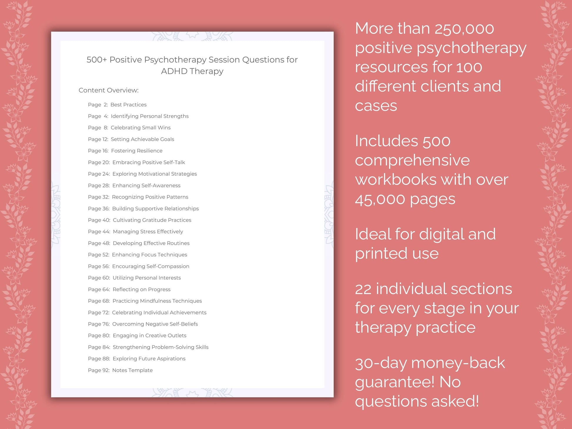 Positive Psychotherapy Counseling Templates