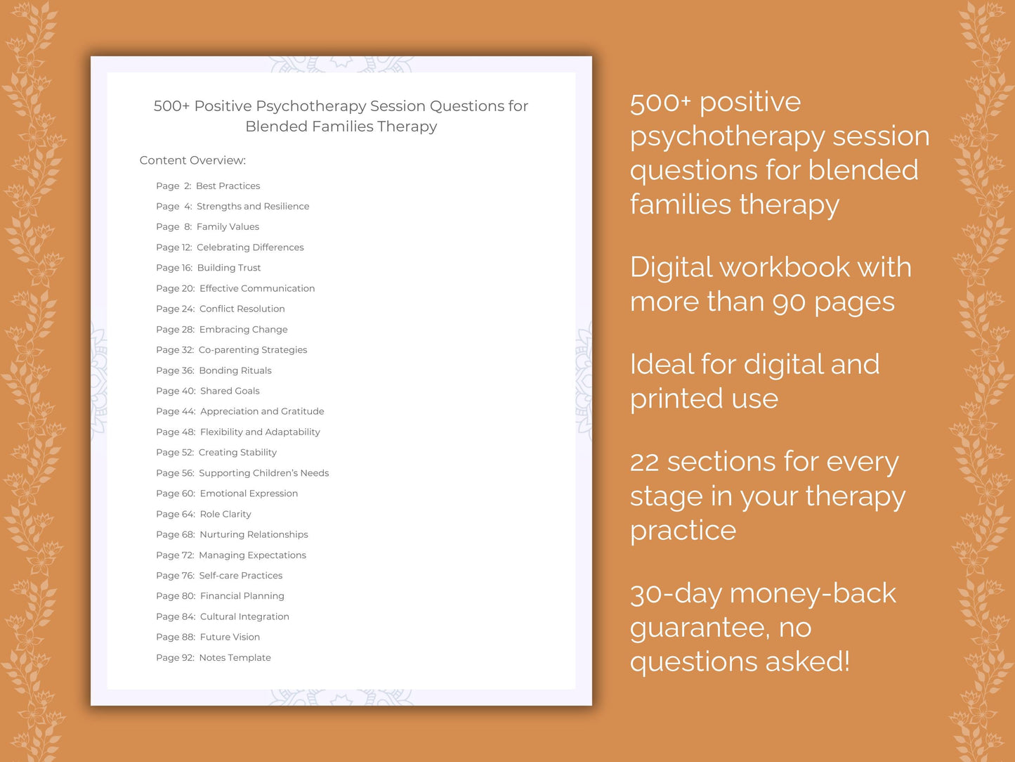 Blended Families Positive Psychotherapy Therapist Worksheets